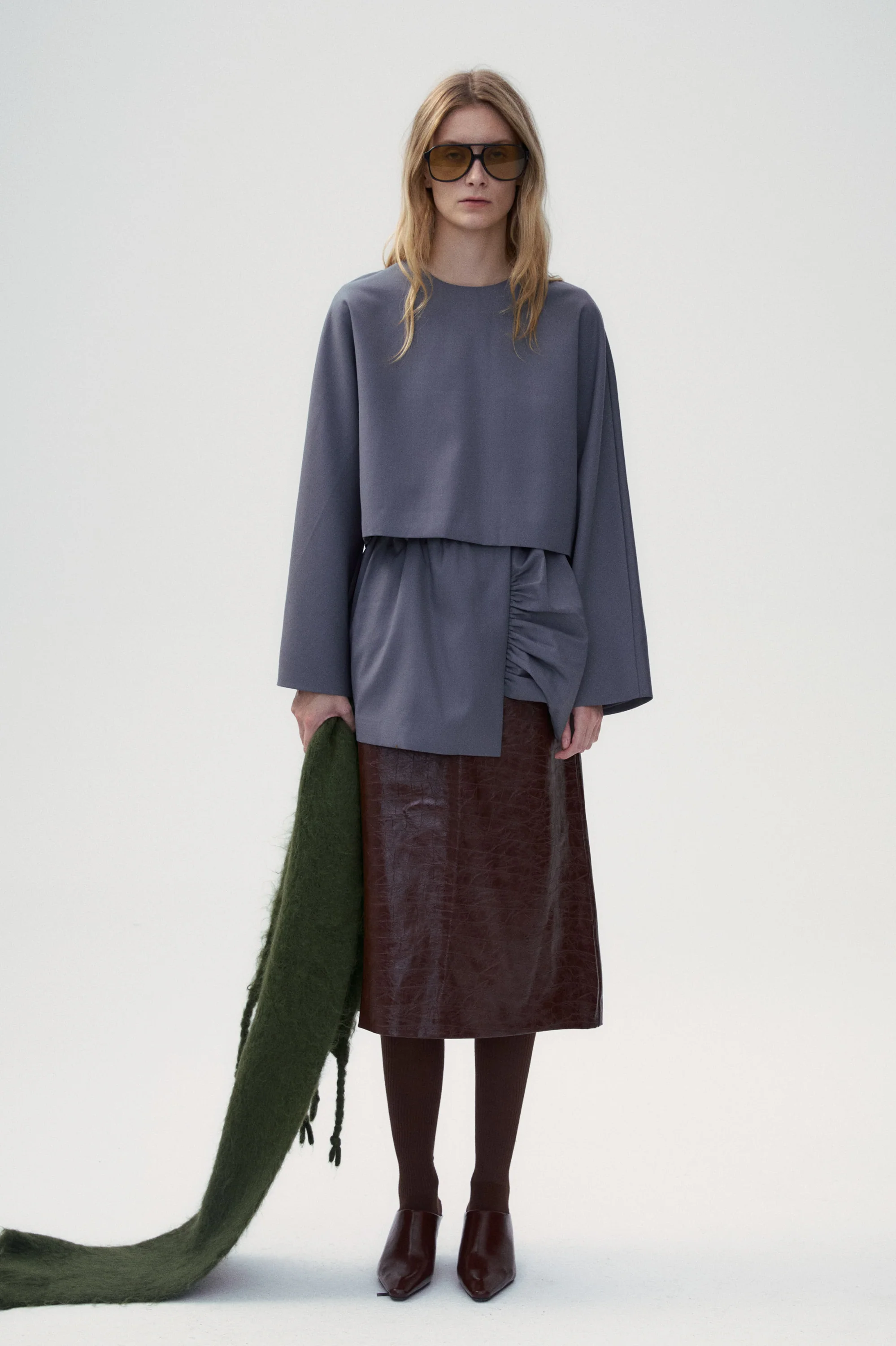 Callie Wool Blend Crop Drop Sleeve Top - Image 3