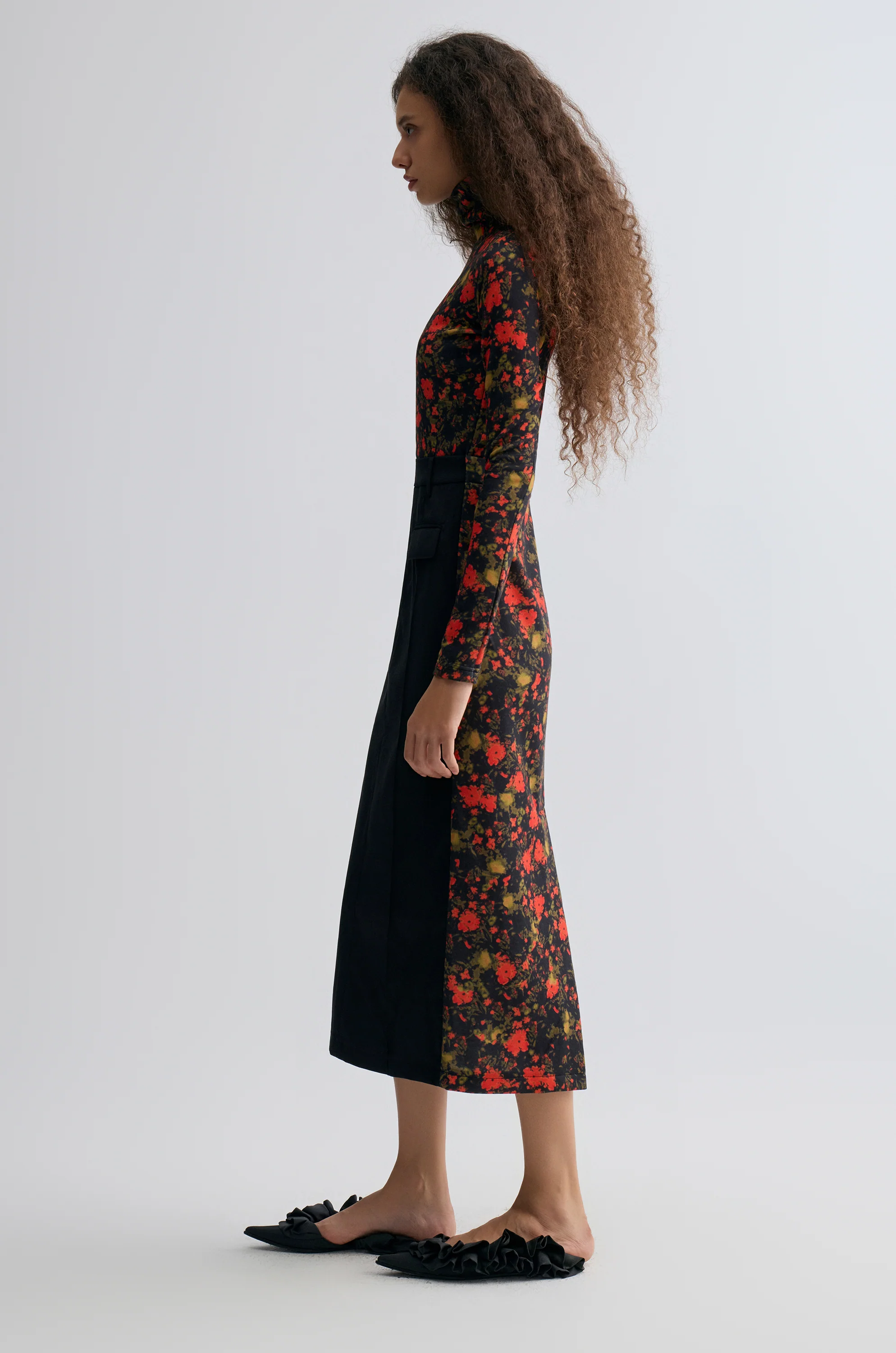 Deconstructed Printed Wool Dress - Image 4