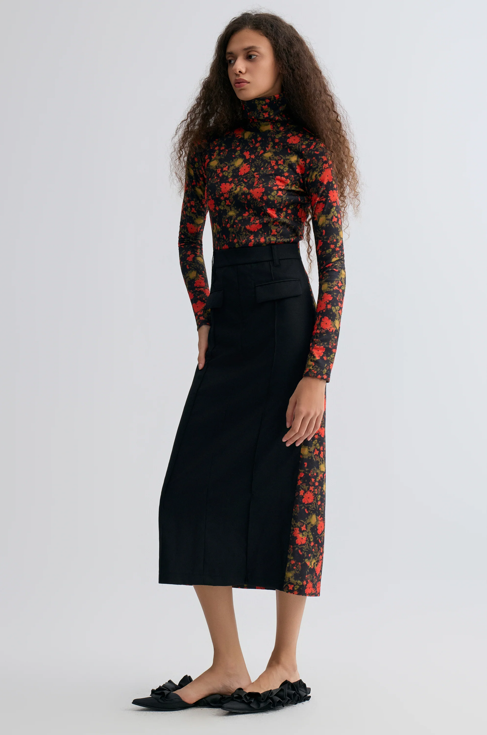 Deconstructed Printed Wool Dress - Image 7
