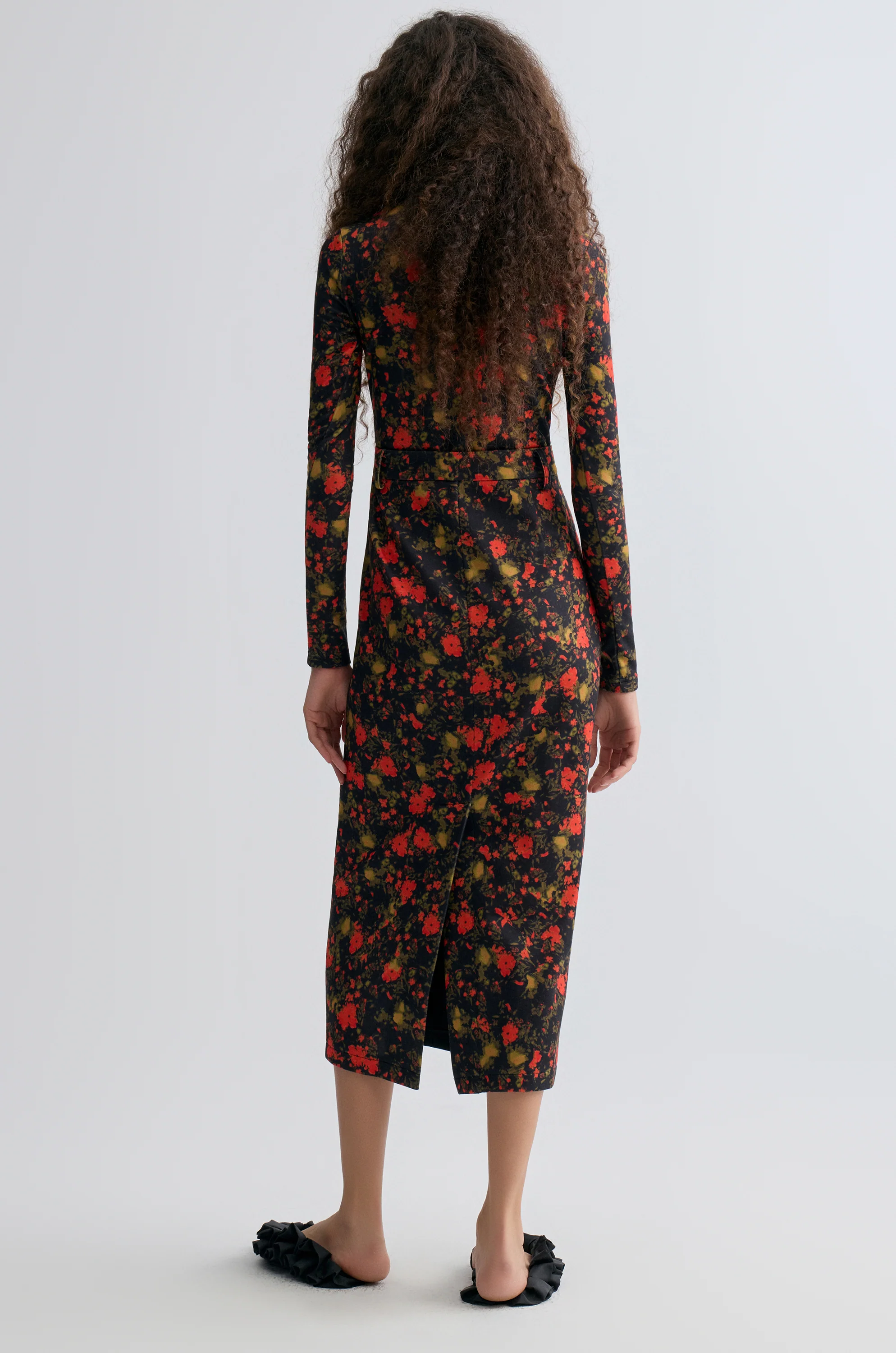 Deconstructed Printed Wool Dress - Image 9