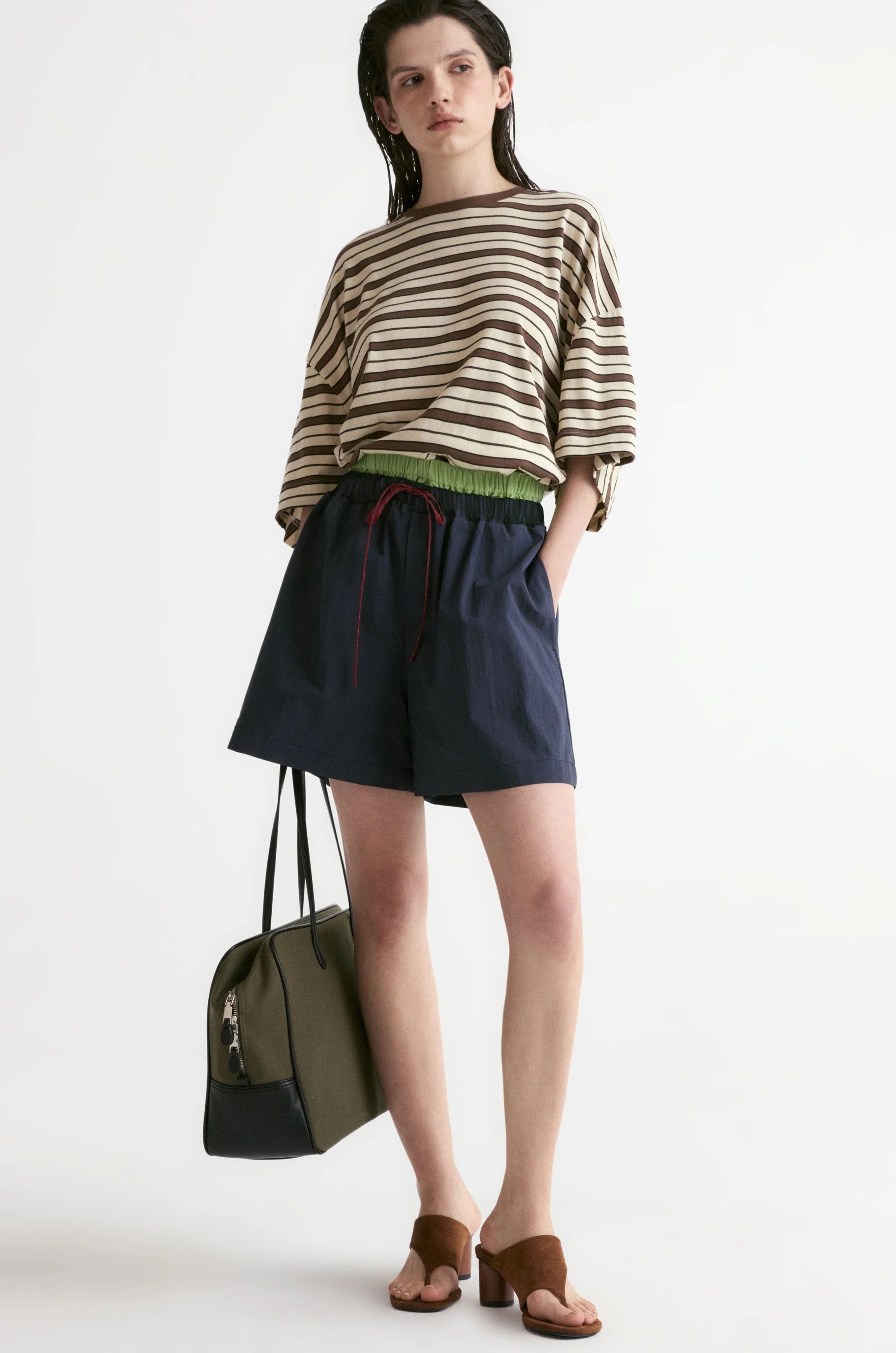 Double Waist Short-Navy - Image 4