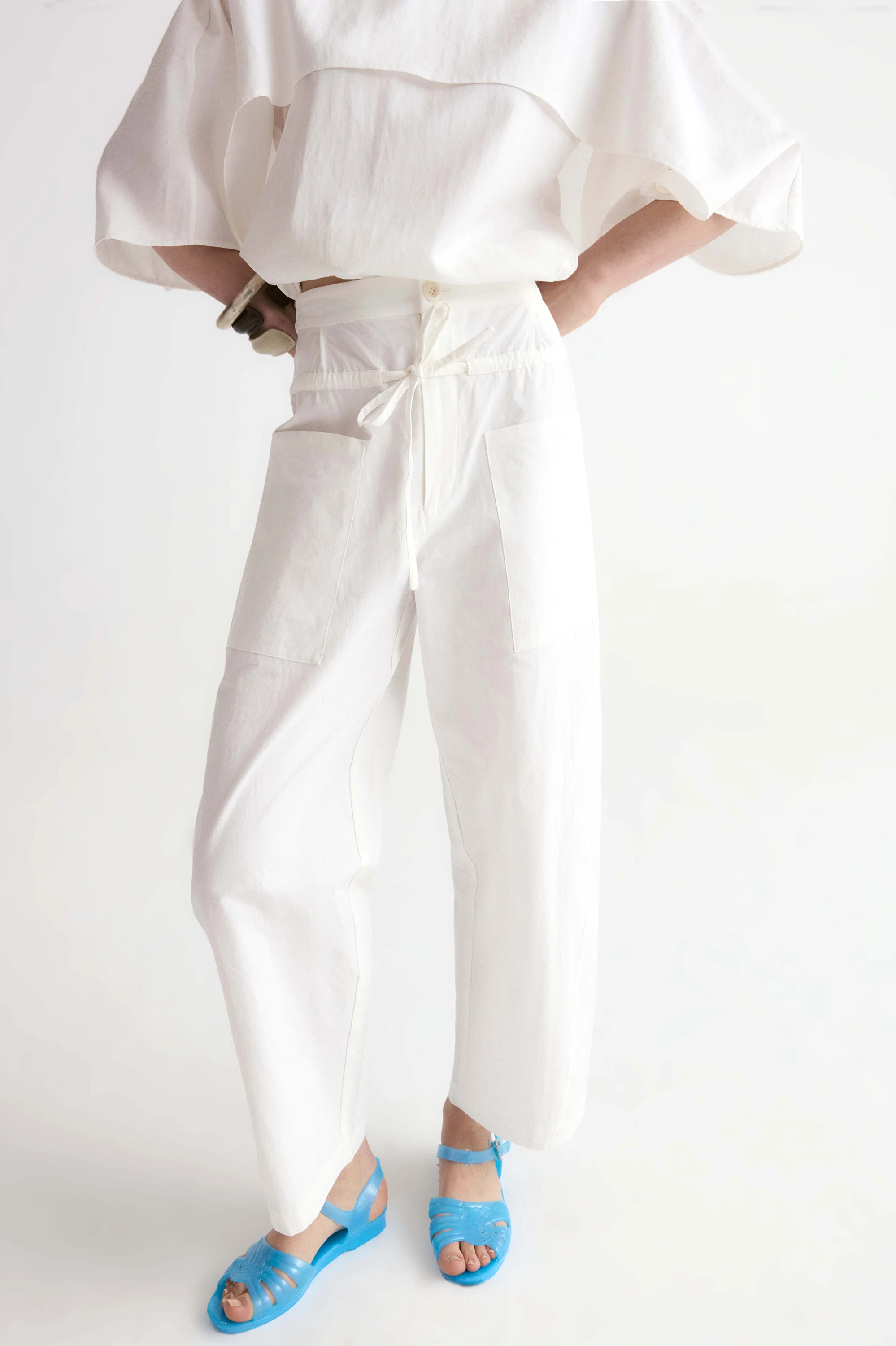 Double Waist Trousers-White - Image 2