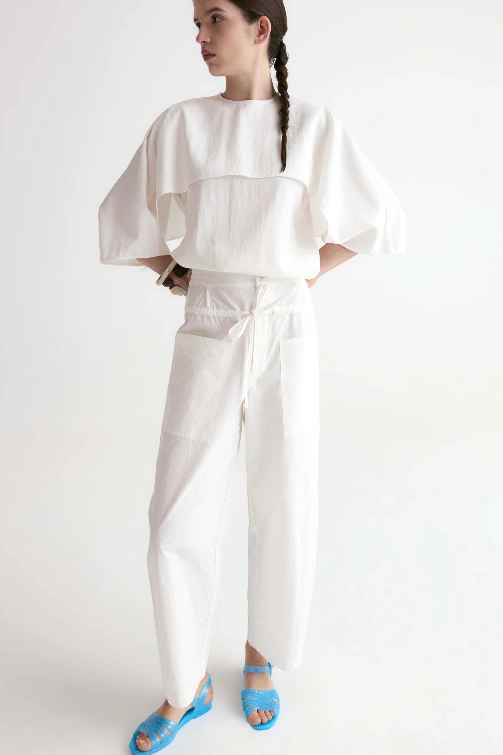 Double Waist Trousers-White - Image 3