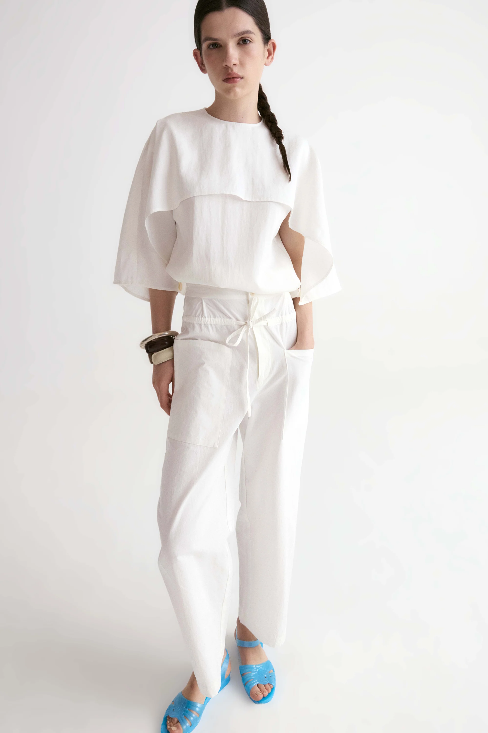 Double Waist Trousers-White - Image 4