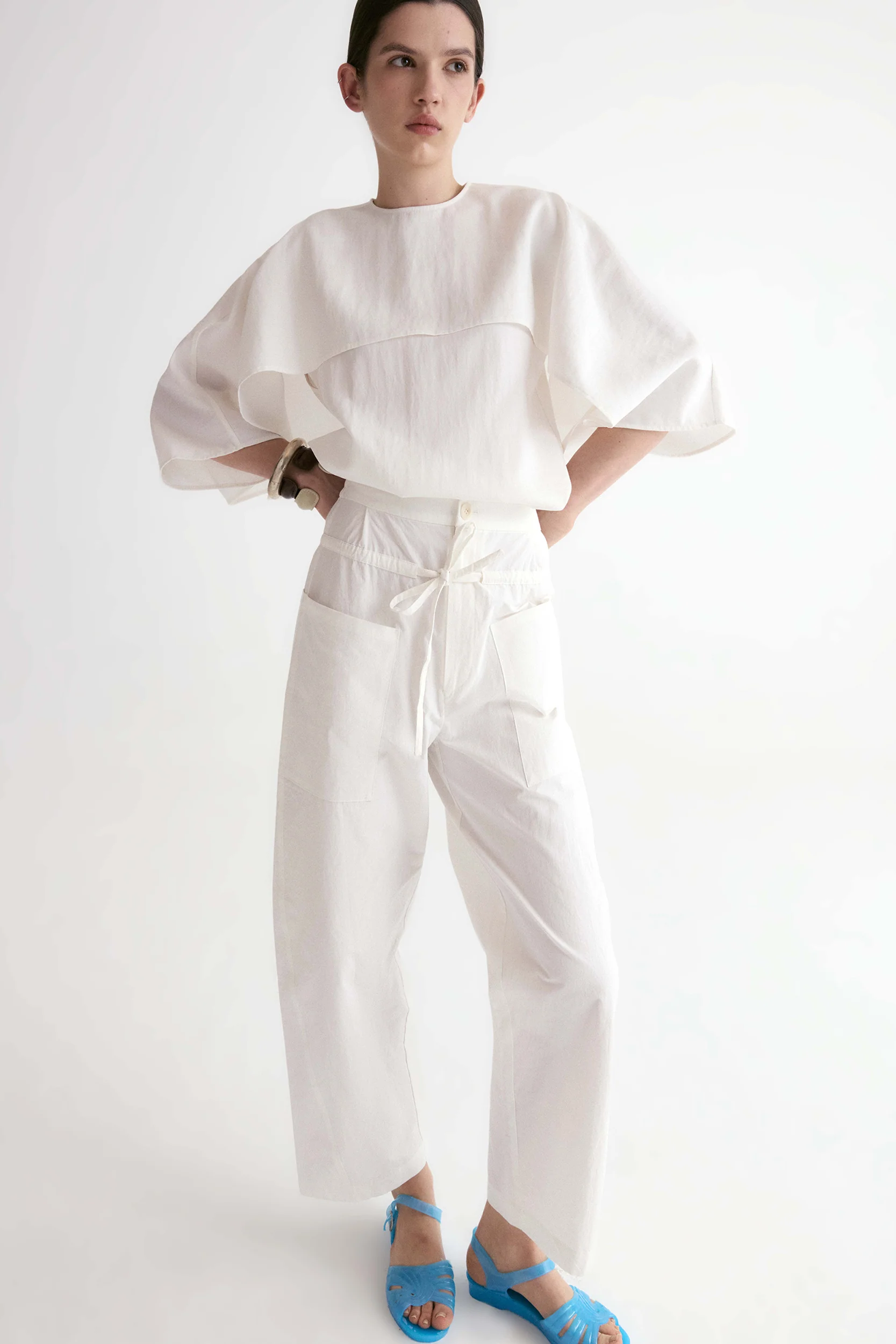 Double Waist Trousers-White - Image 7