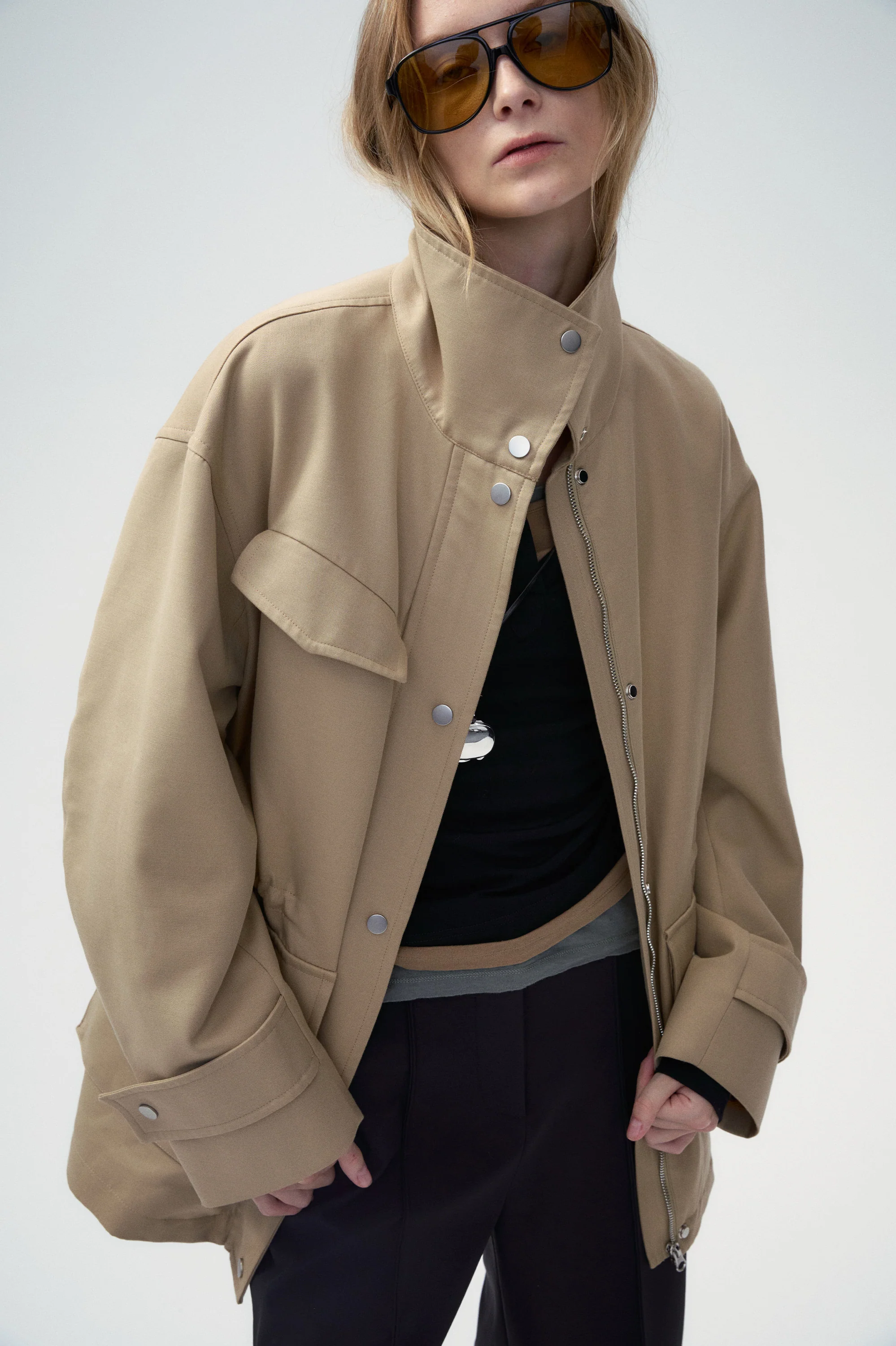 Safari Jacket with Flap Patch Pockets - Image 3