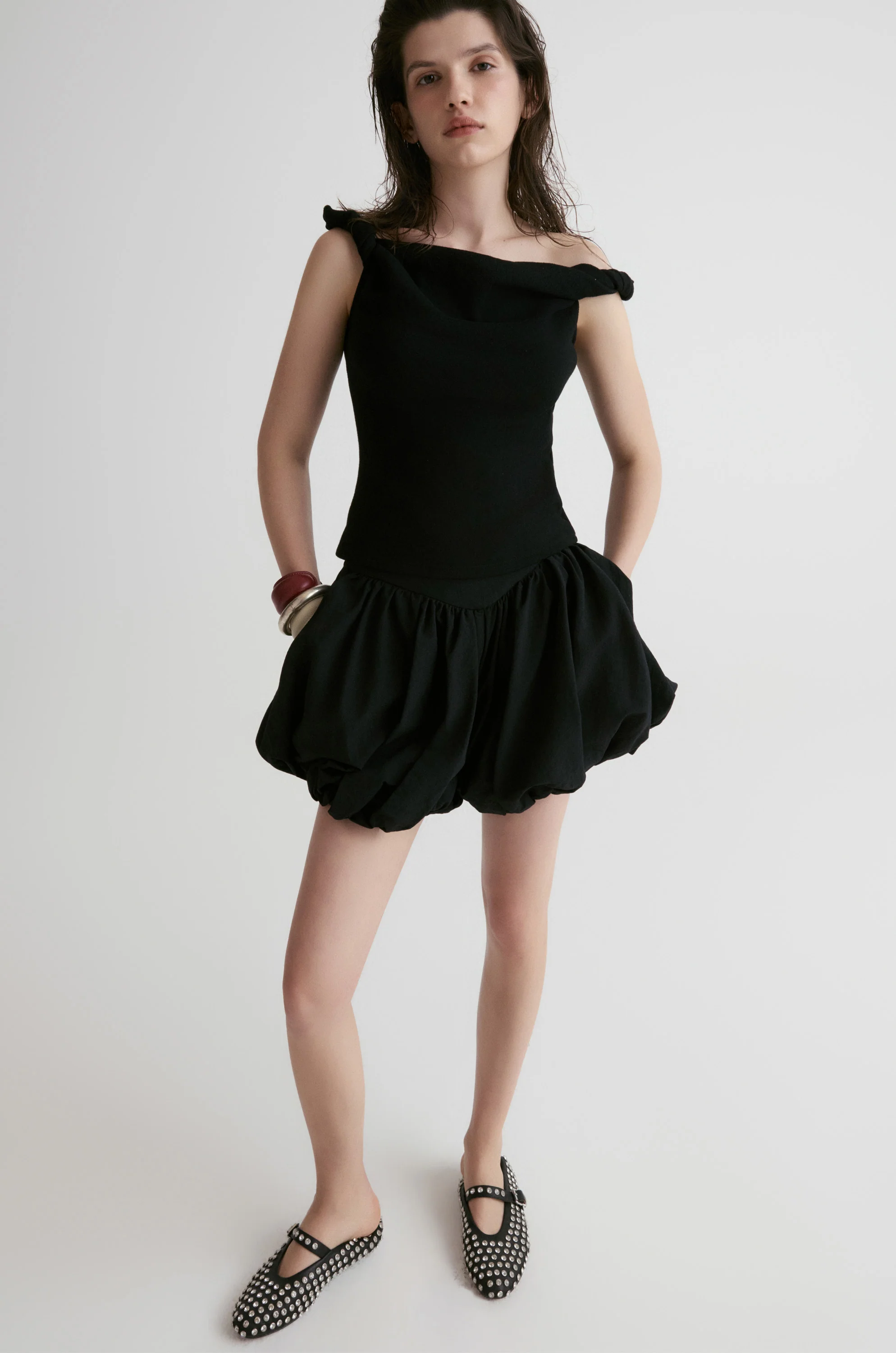 Dry Loop Terry Twisted Tank Top-Black - Image 5