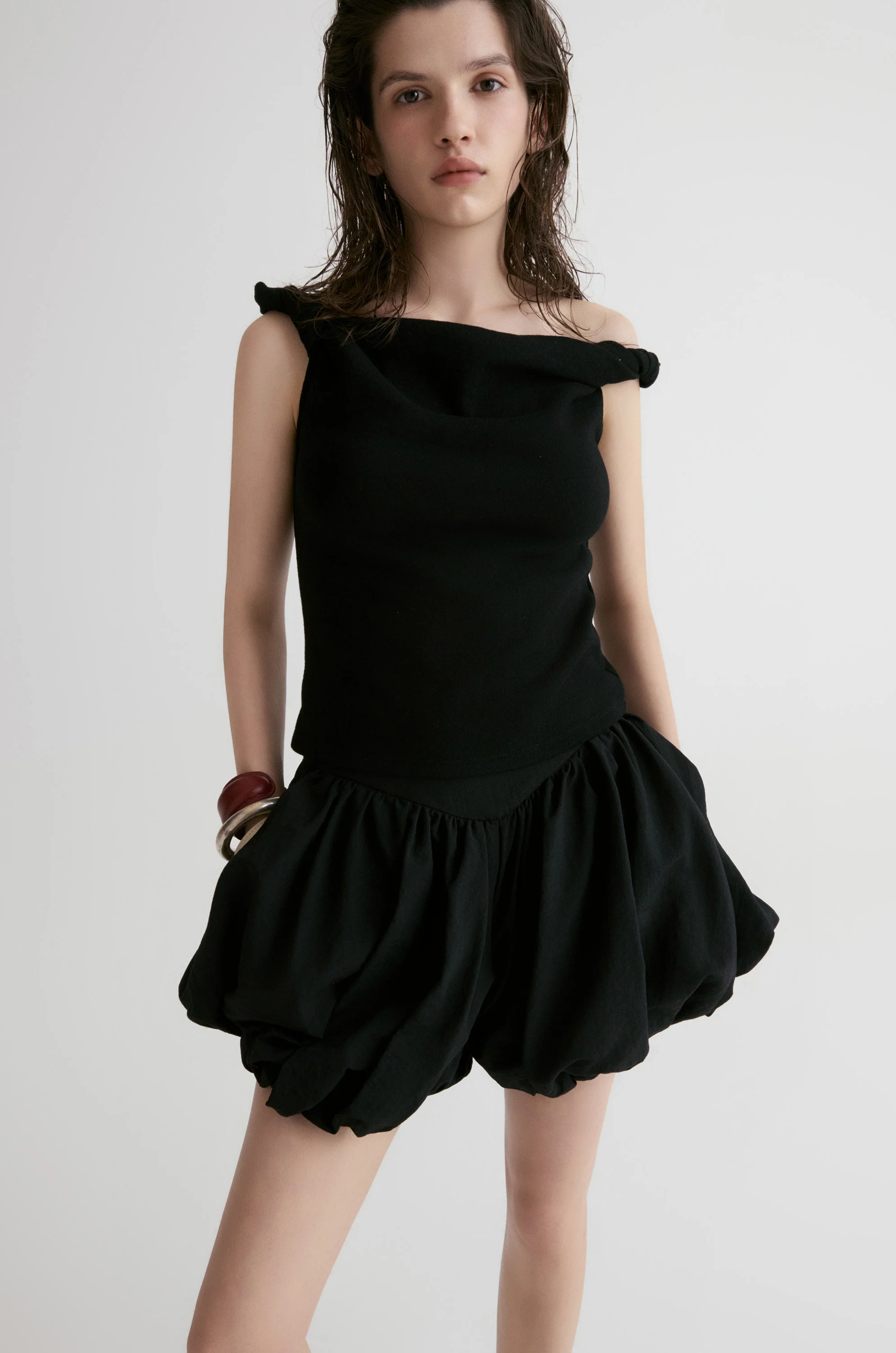 Dry Loop Terry Twisted Tank Top-Black - Image 7
