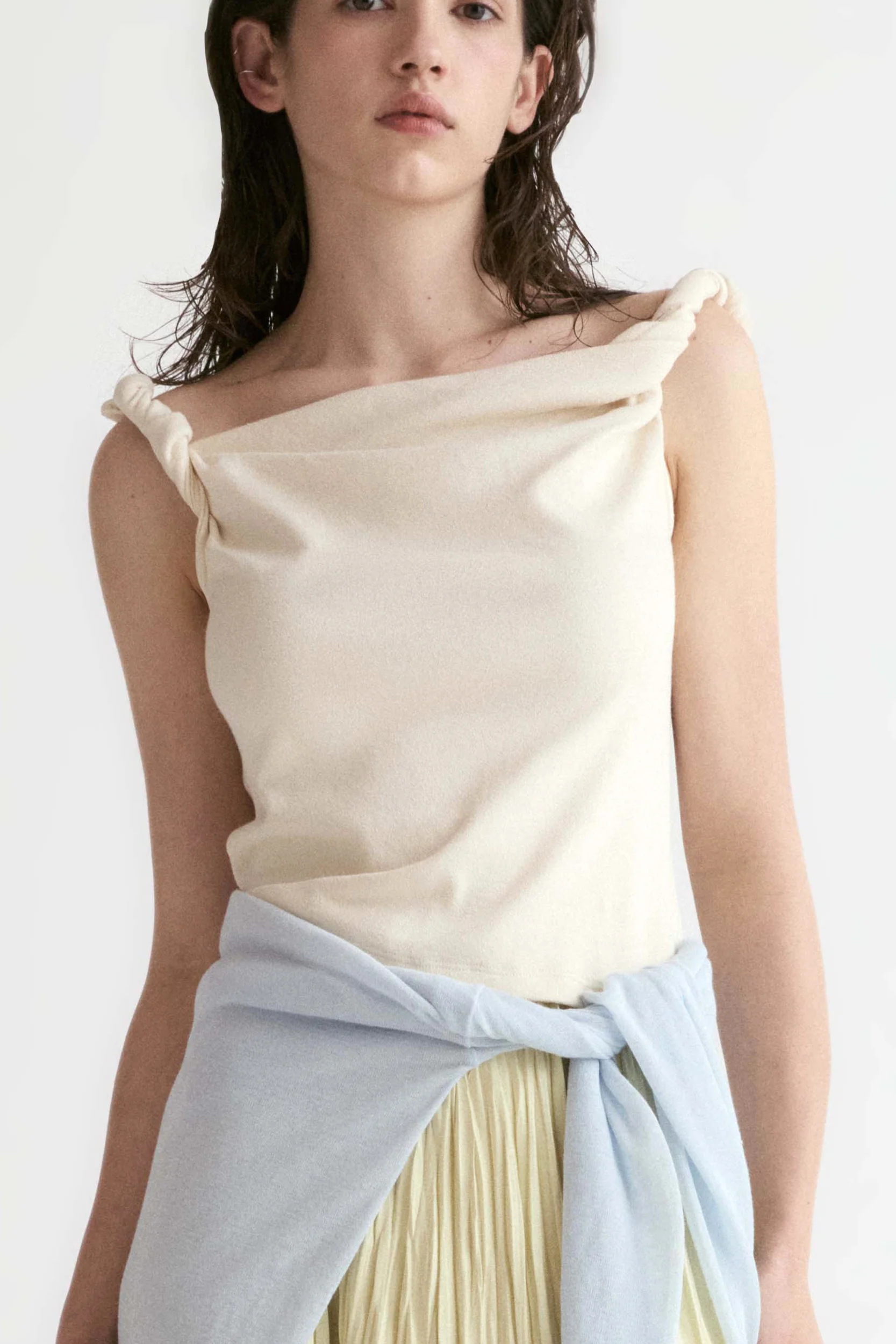 Dry Loop Terry Twisted Tank Top-Ivory - Image 2
