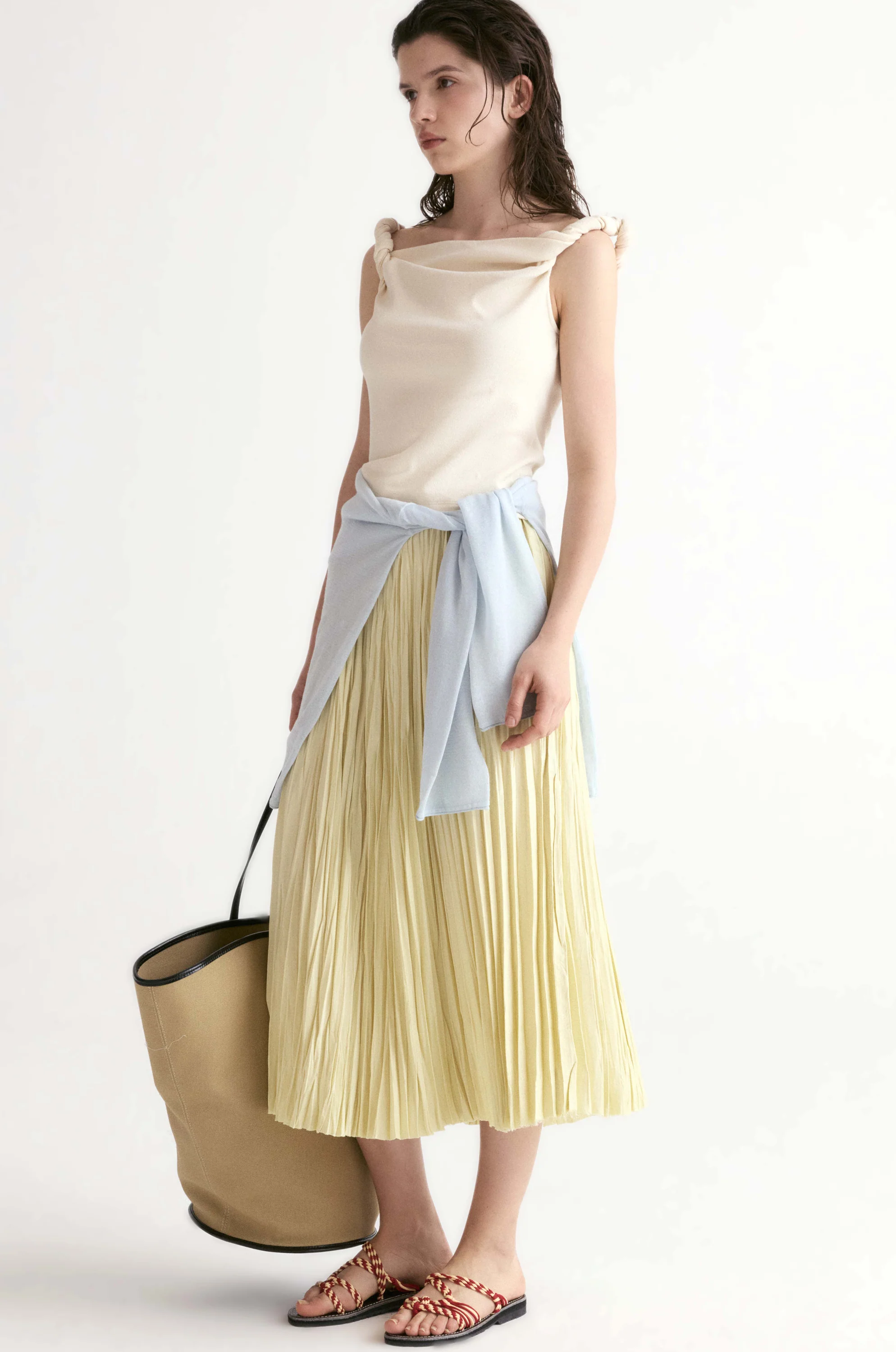 Dry Loop Terry Twisted Tank Top-Ivory - Image 5