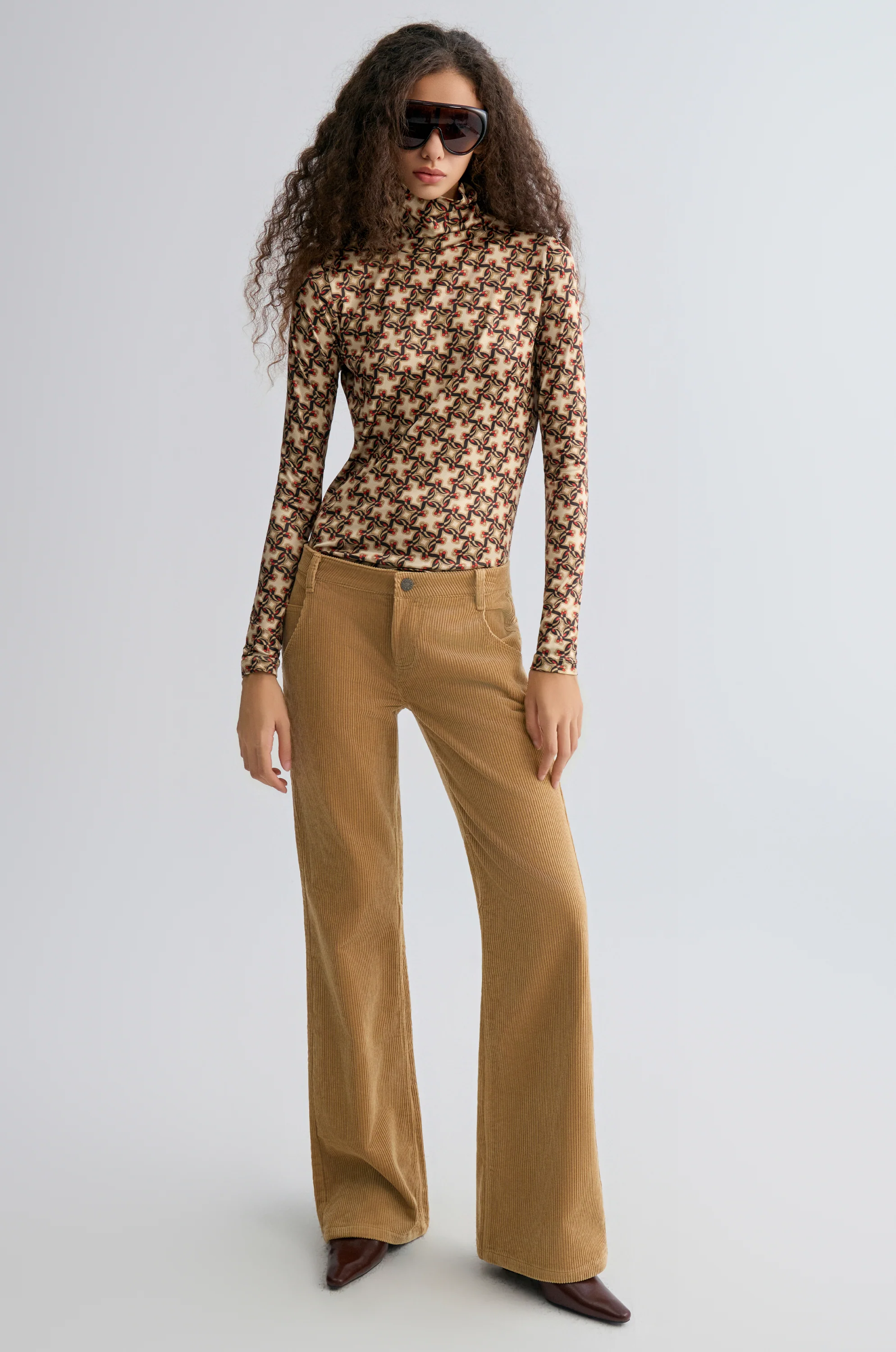 Geometric Long Sleeve Turtleneck Top - Image 6