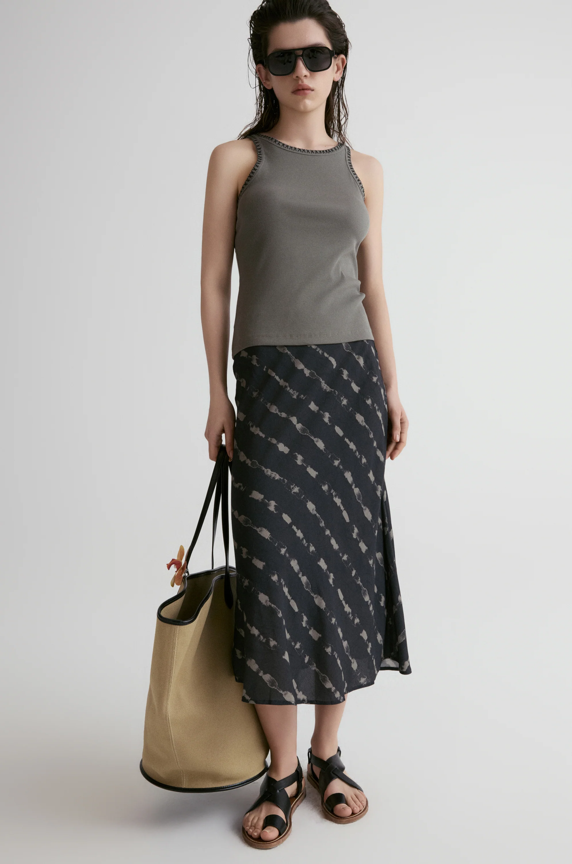 Hand-drawn Stripe Midi Skirt - Image 4