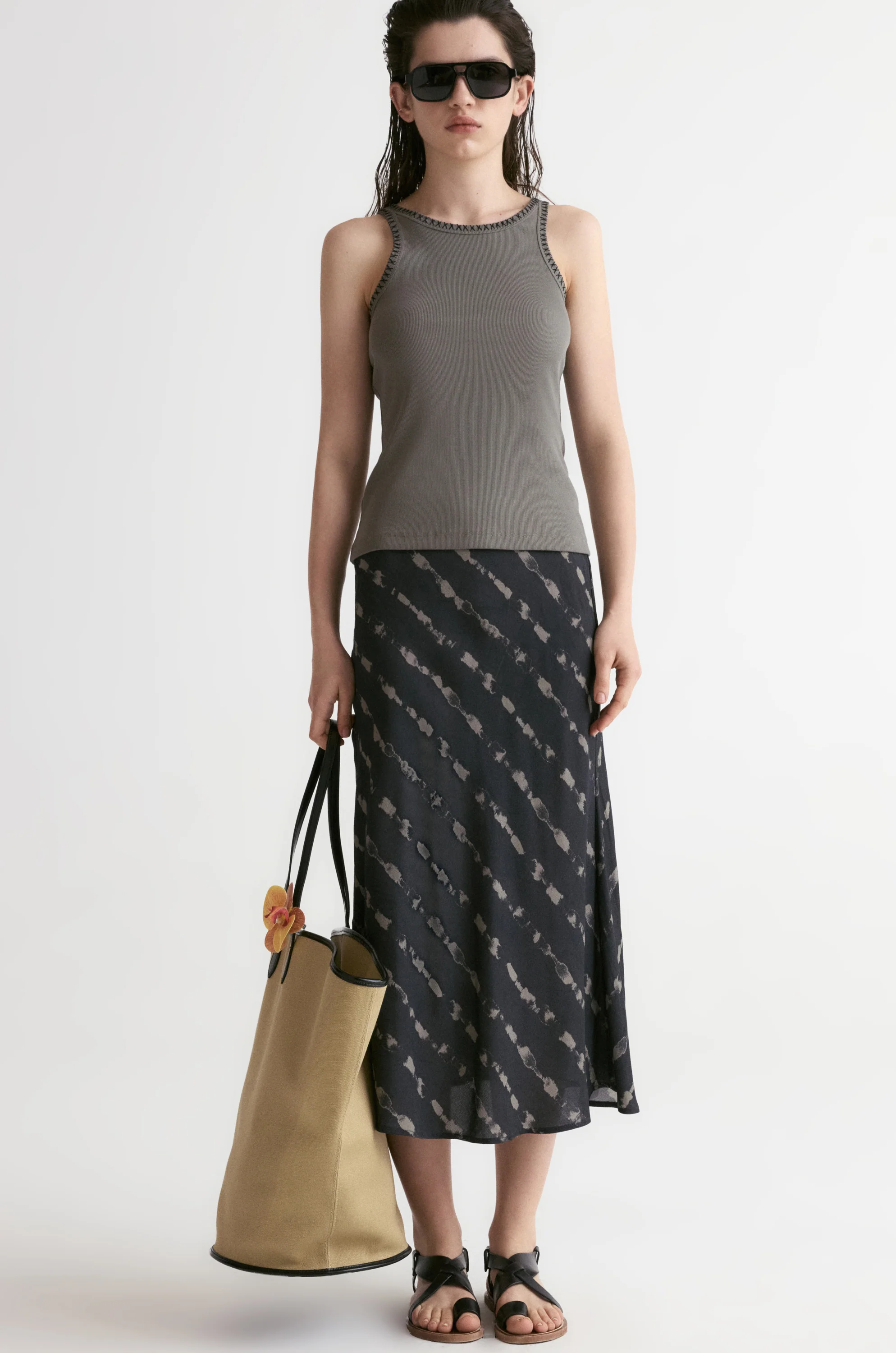 Hand-drawn Stripe Midi Skirt - Image 7