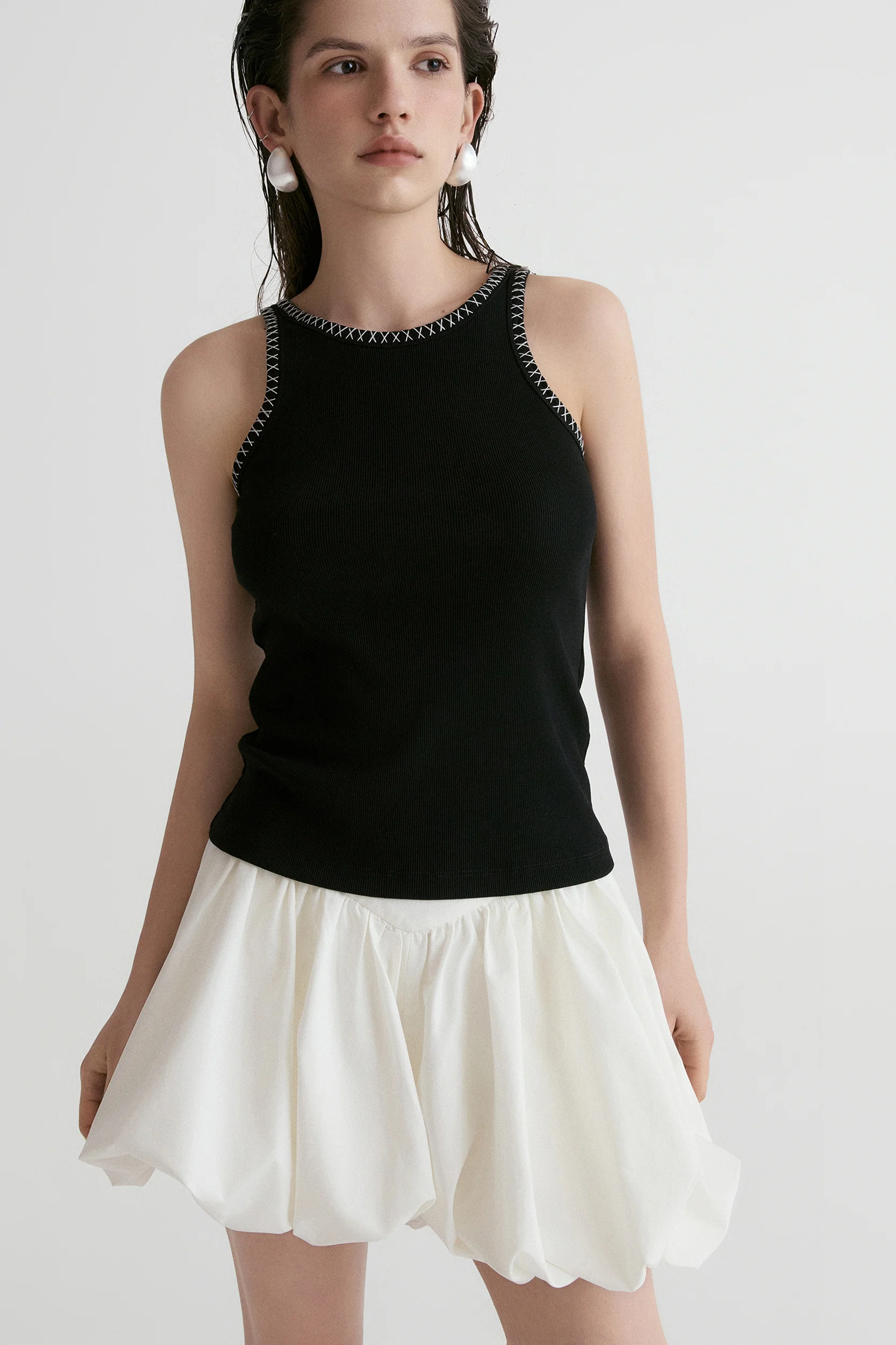 Hand-embroidered Tank-Black - Image 6