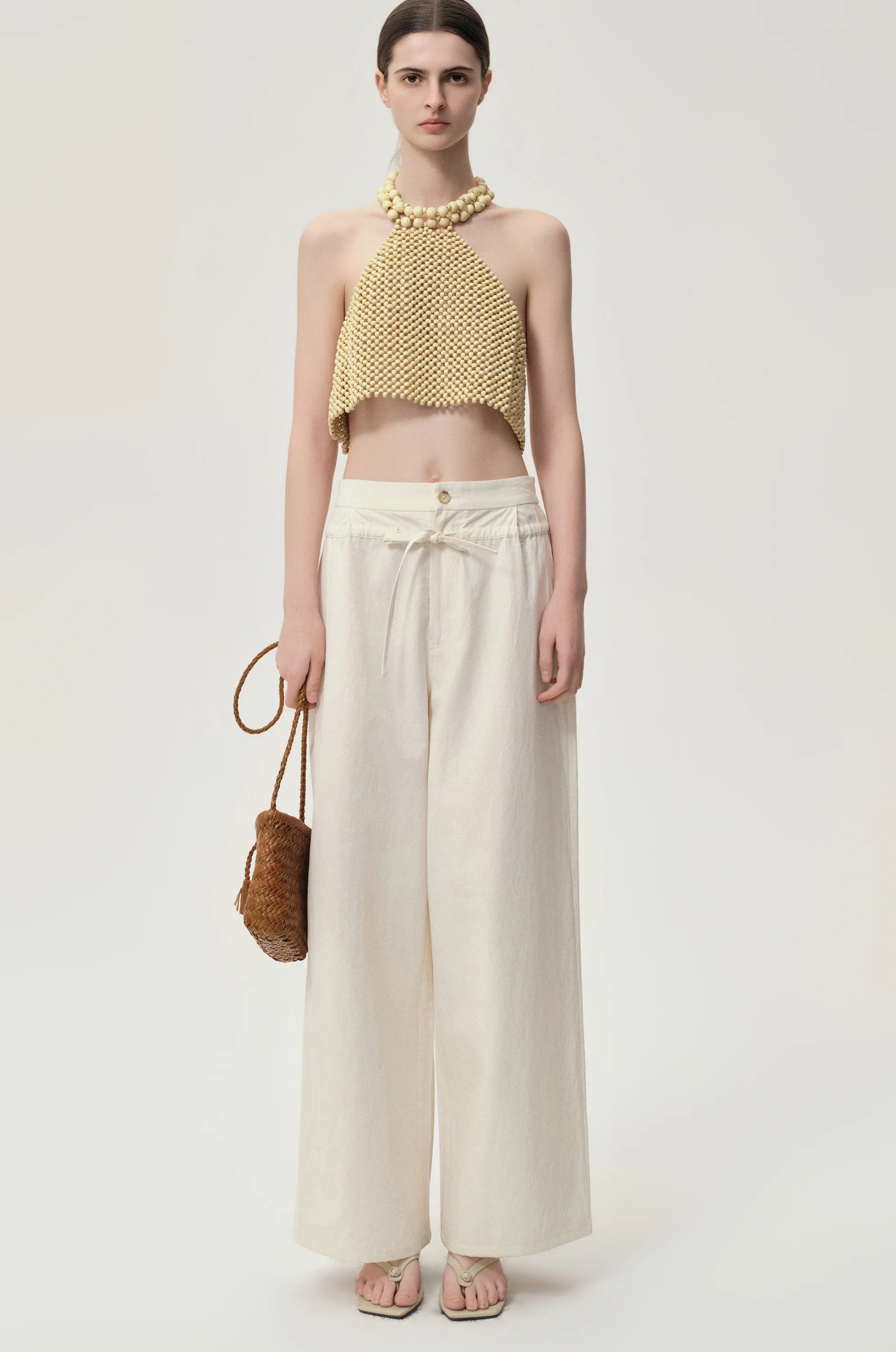 Ibiza Double Waist Trousers Ivory - Image 3