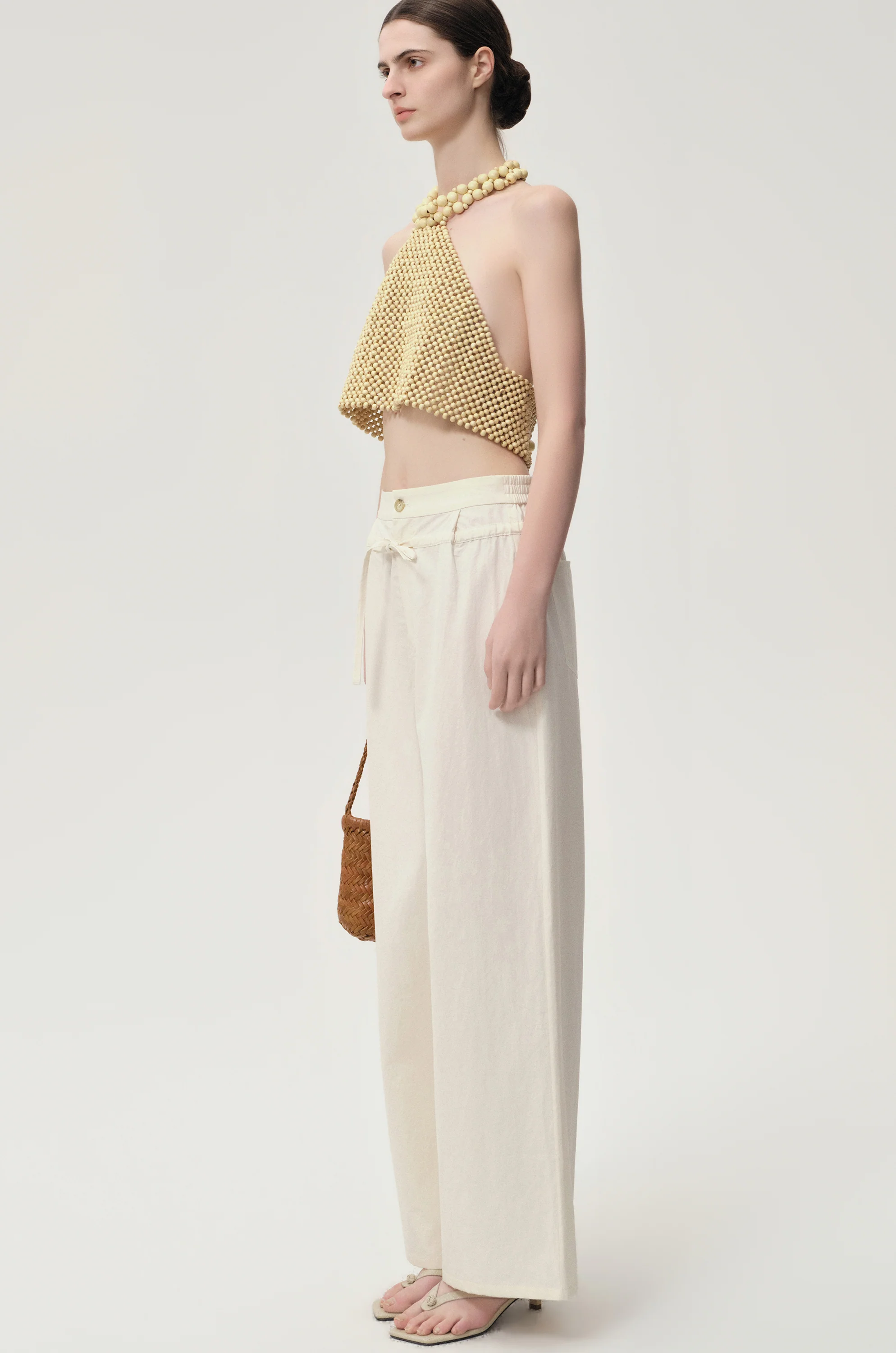 Ibiza Double Waist Trousers Ivory - Image 4