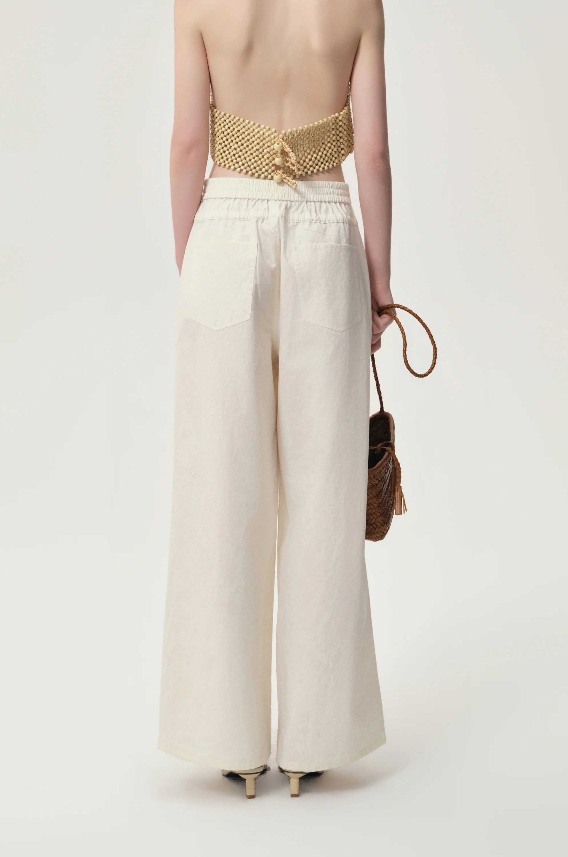Ibiza Double Waist Trousers Ivory - Image 5