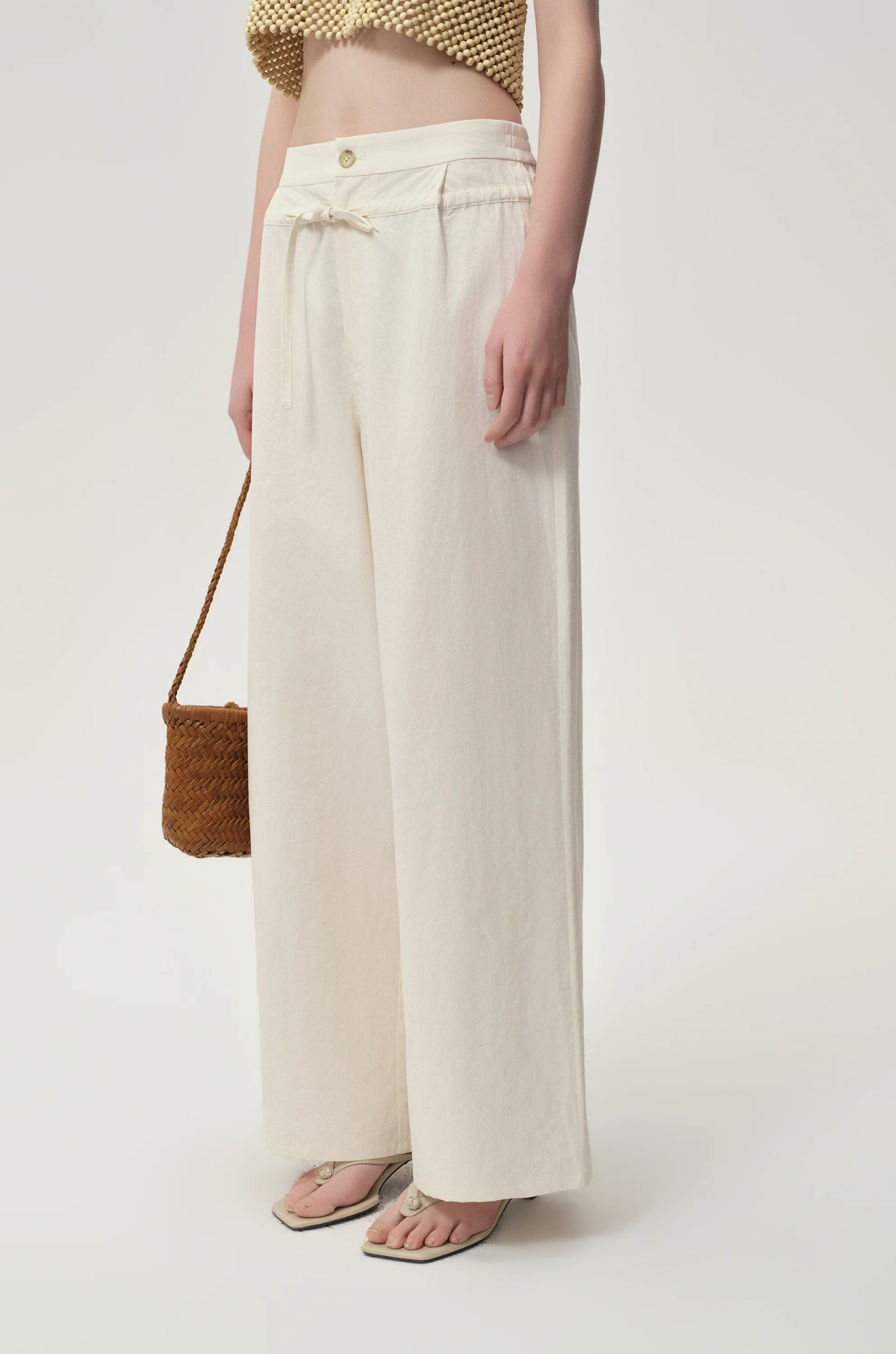Ibiza Double Waist Trousers Ivory - Image 7