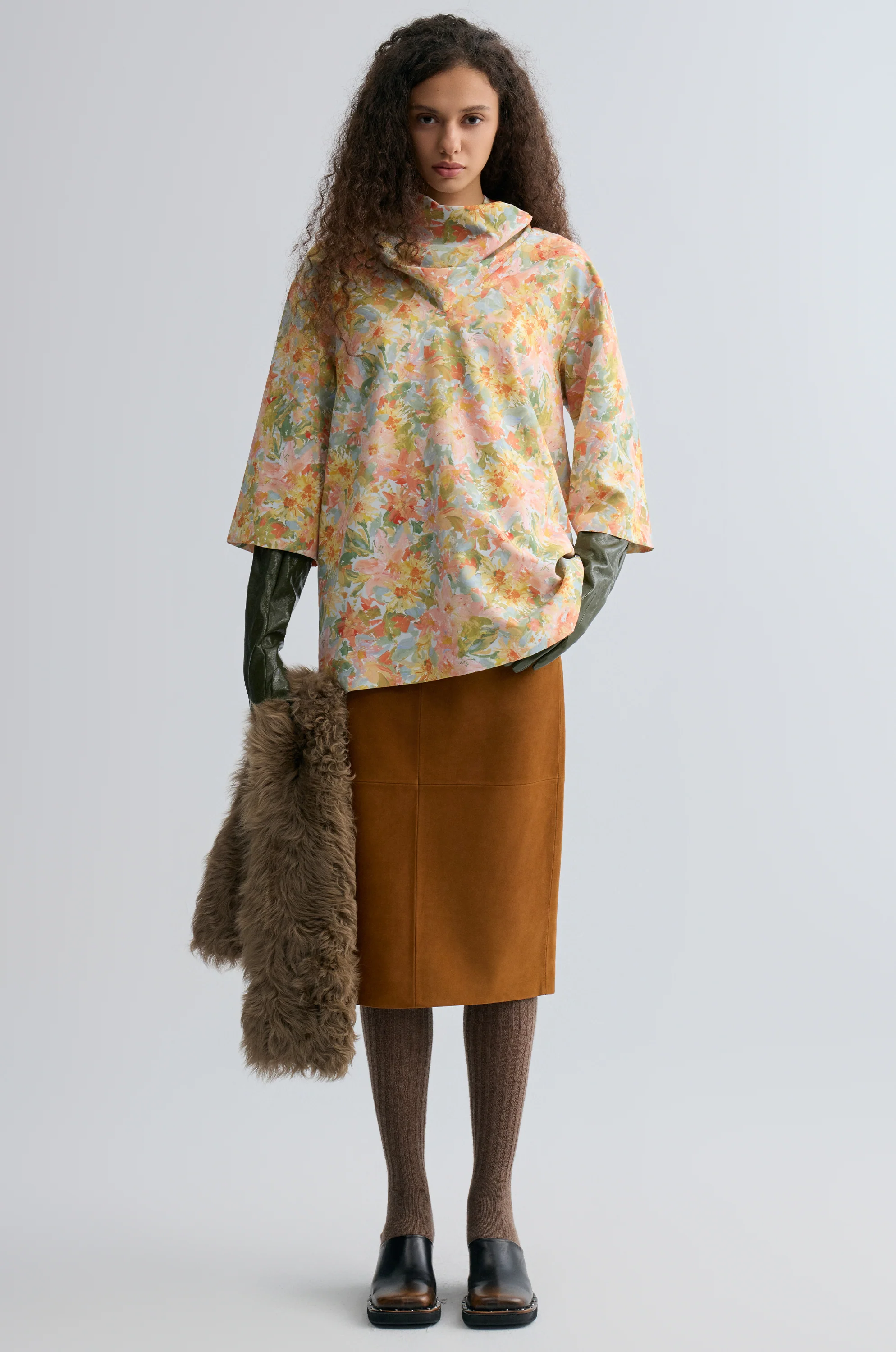 Impressionist Floral Print Scarf Top - Image 3