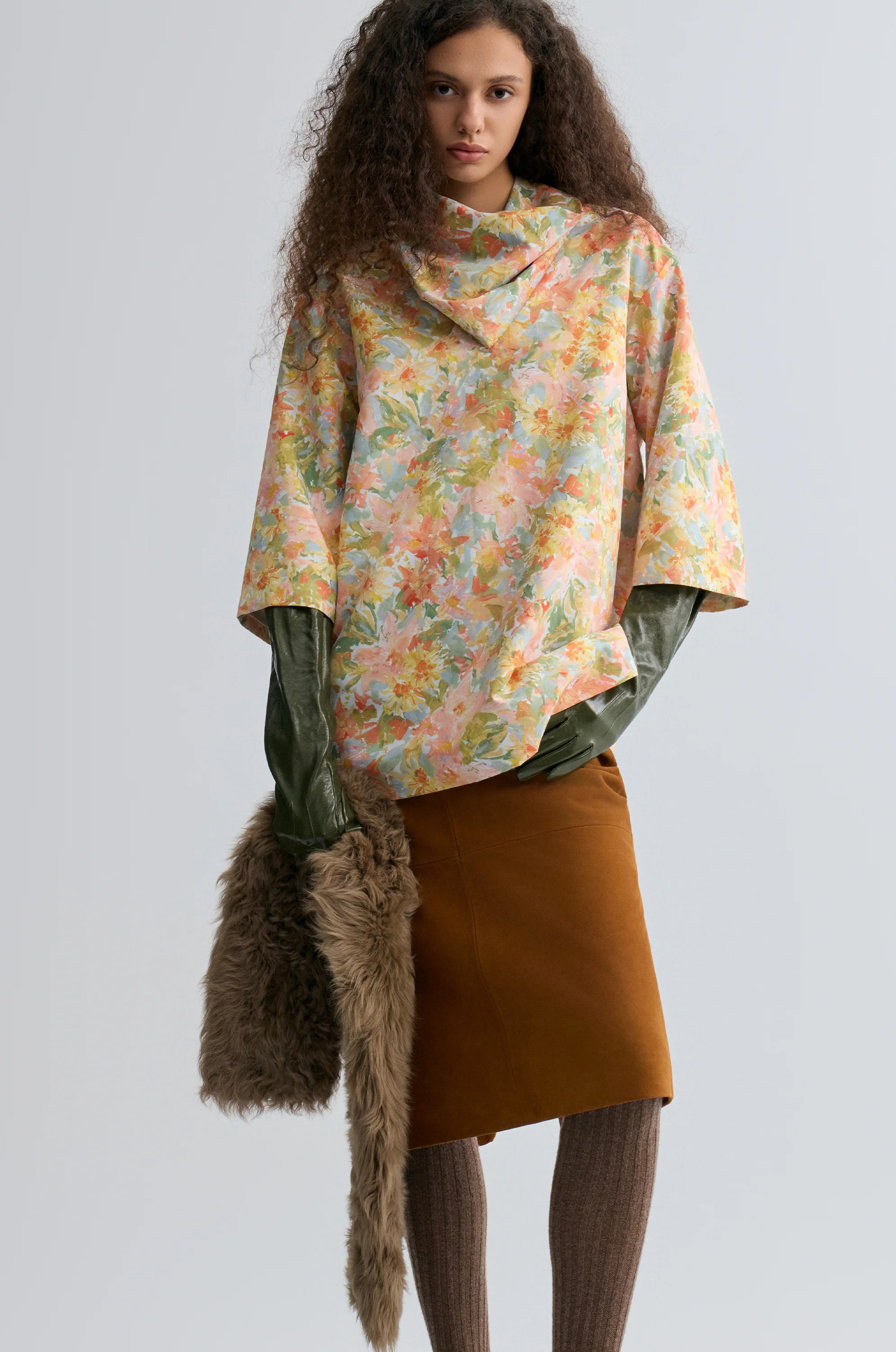 Impressionist Floral Print Scarf Top - Image 5