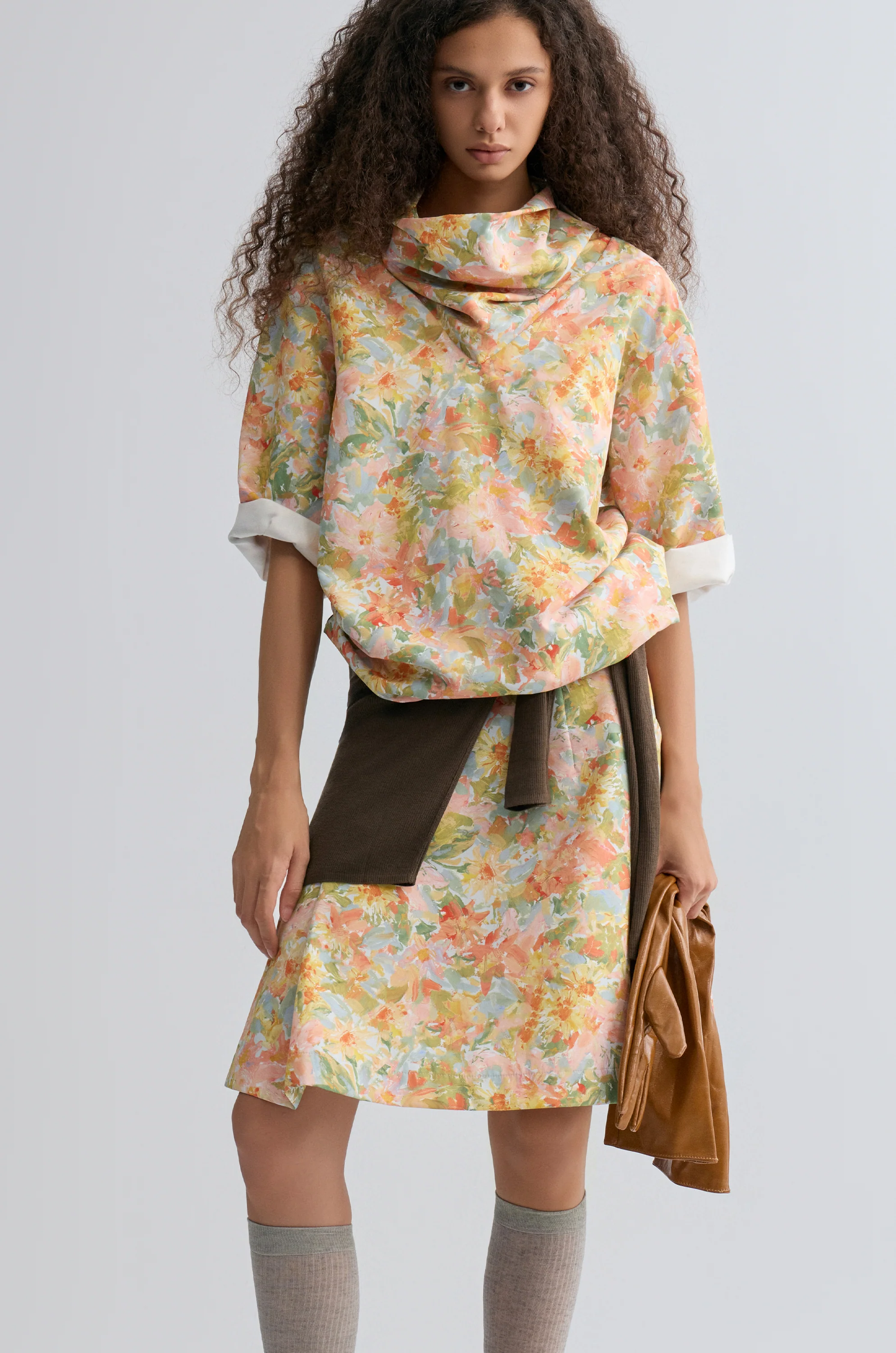 Impressionist Floral Print Scarf Top - Image 6
