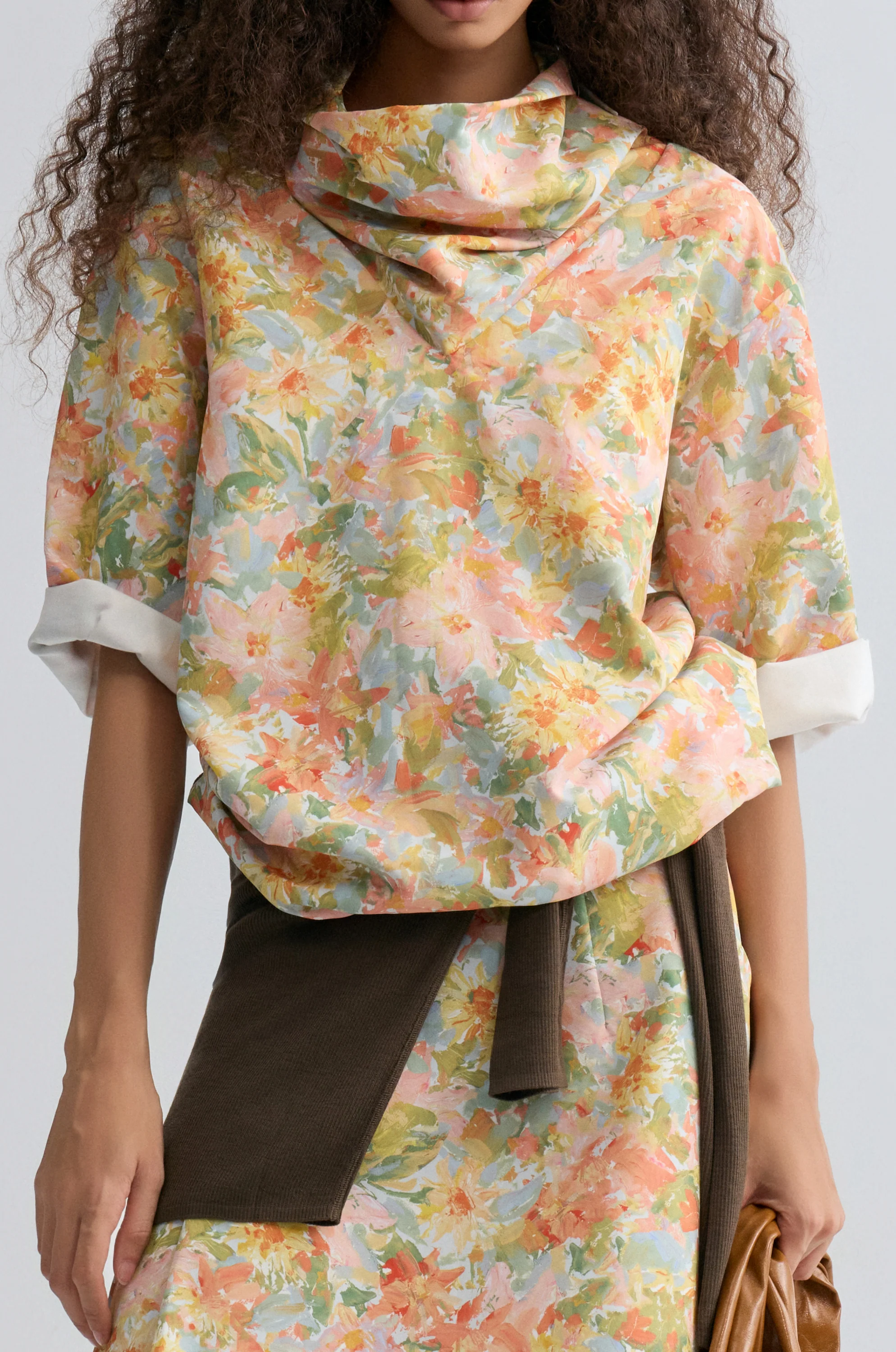 Impressionist Floral Print Scarf Top - Image 8