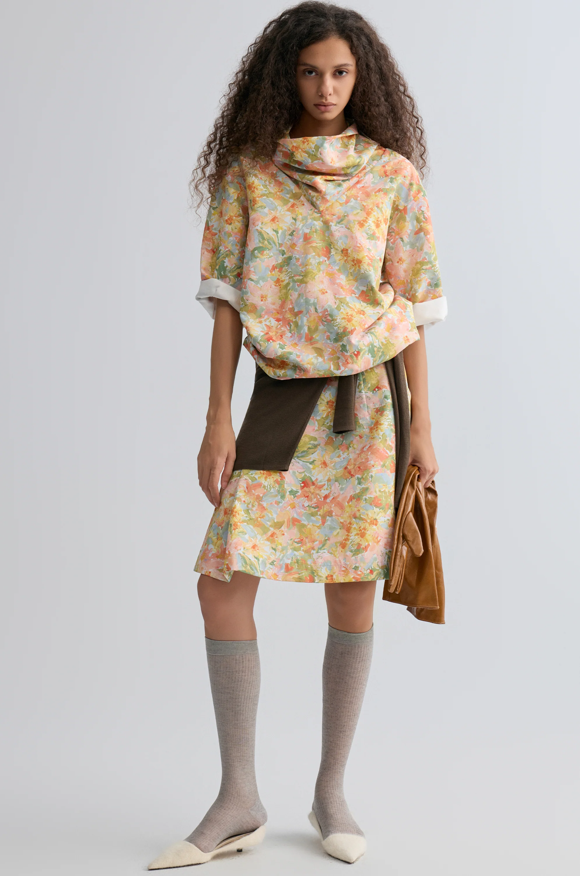 Impressionist Floral Print Skirt - Image 6