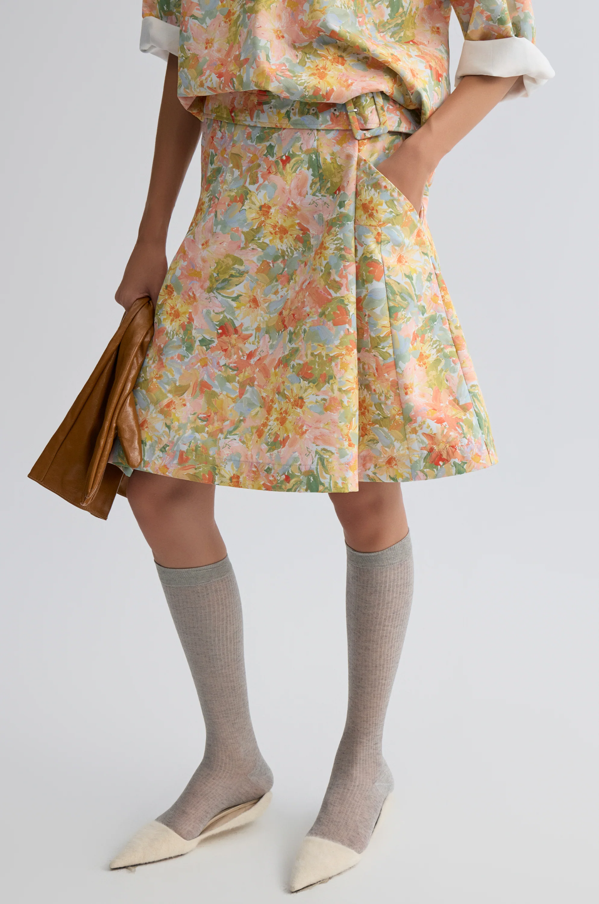 Impressionist Floral Print Skirt - Image 7