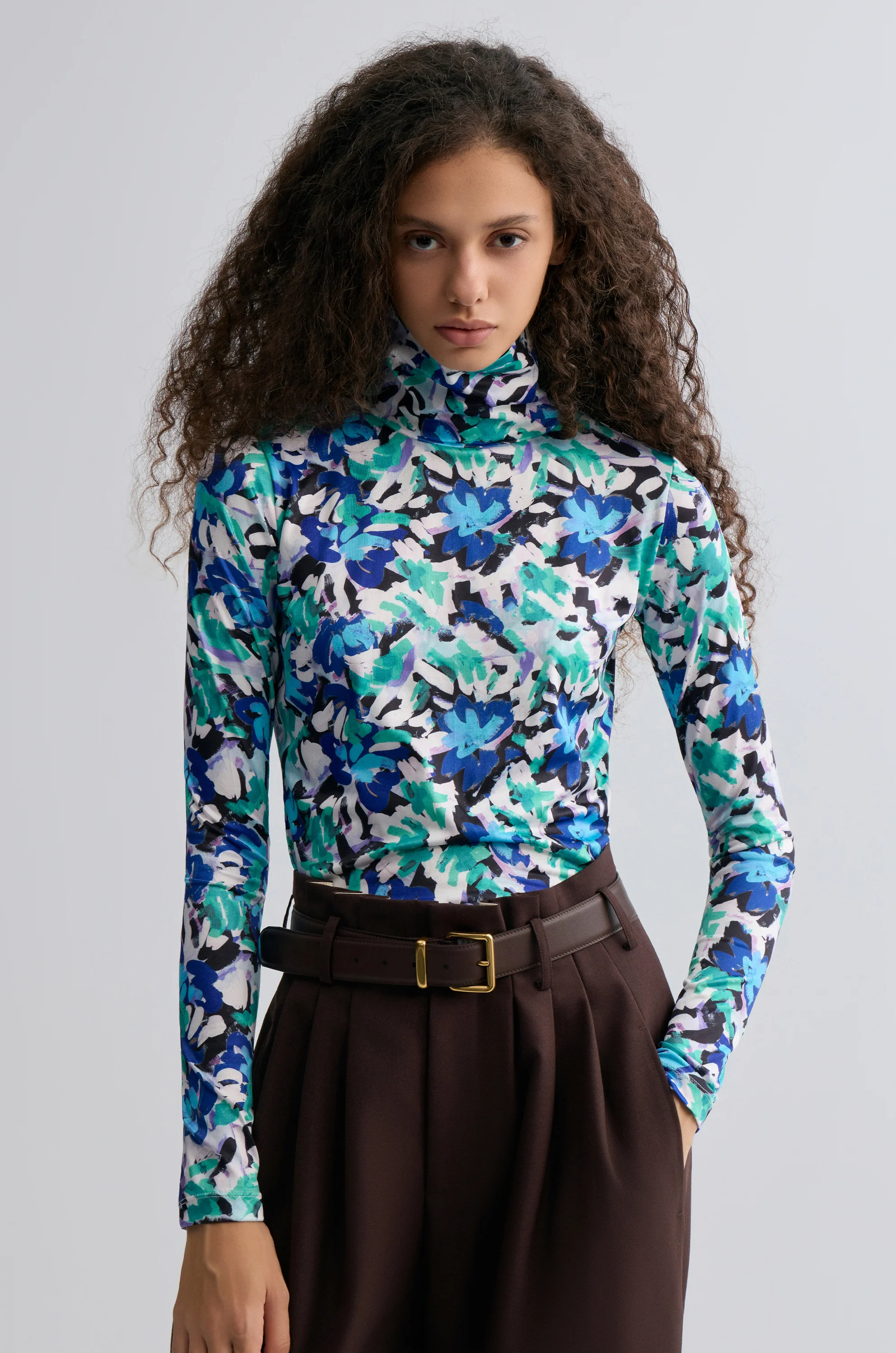 Impressionist Long Sleeve Turtleneck Top - Image 3
