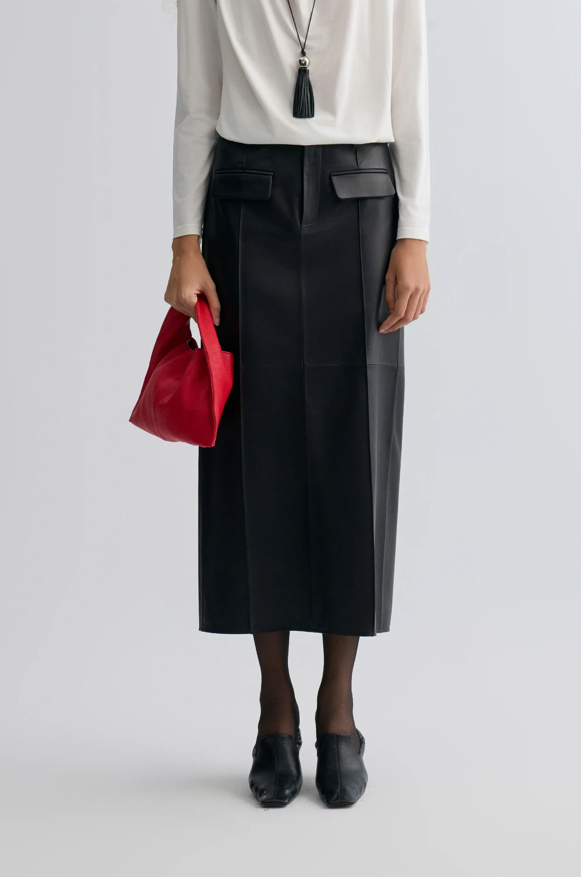 Kate Leather Column Skirt - Image 3