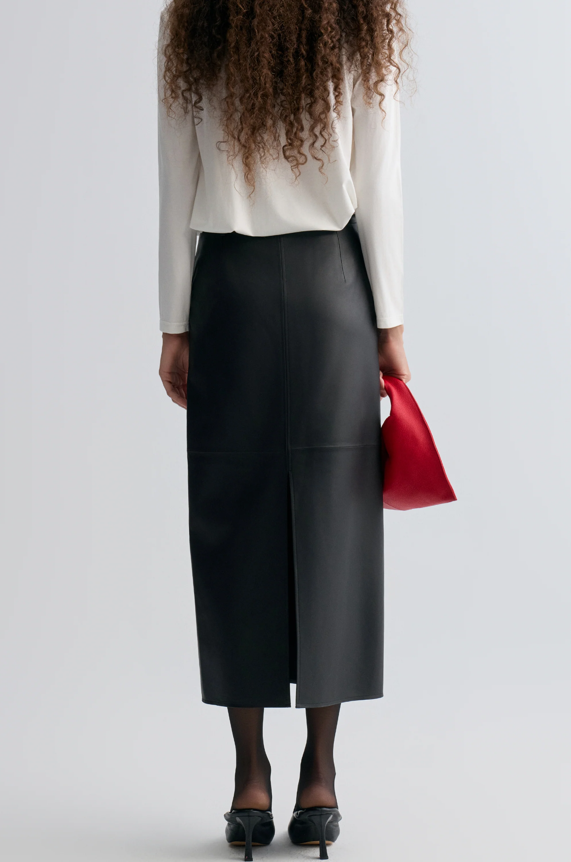 Kate Leather Column Skirt - Image 5