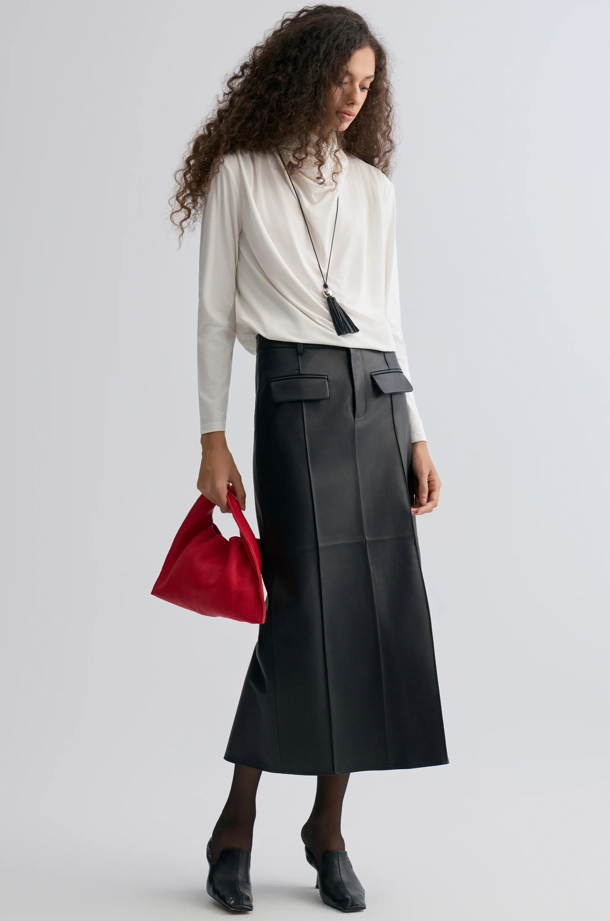 Kate Leather Column Skirt - Image 6