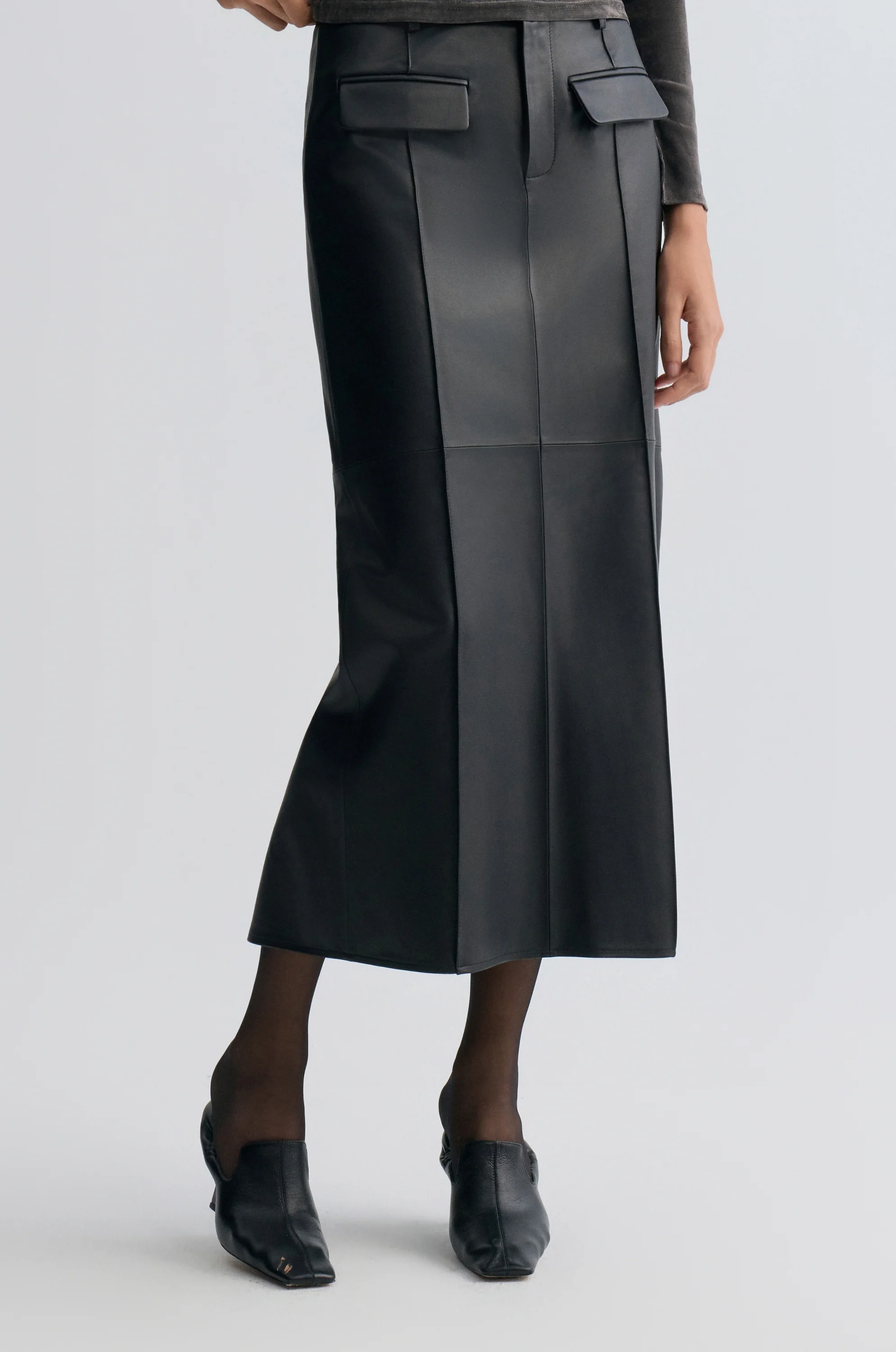 Kate Leather Column Skirt - Image 7