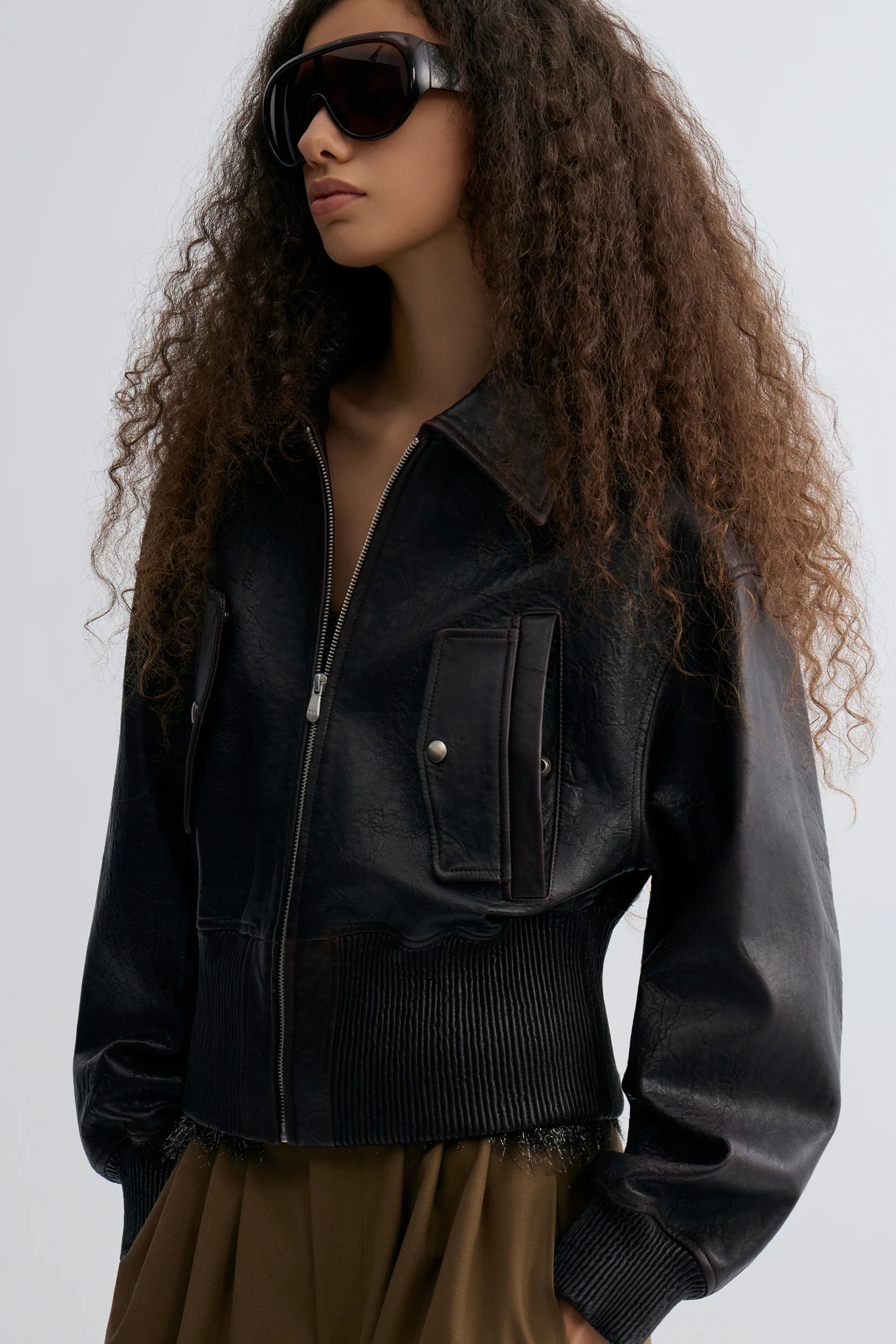 Leather Bomber Jacket - Image 2
