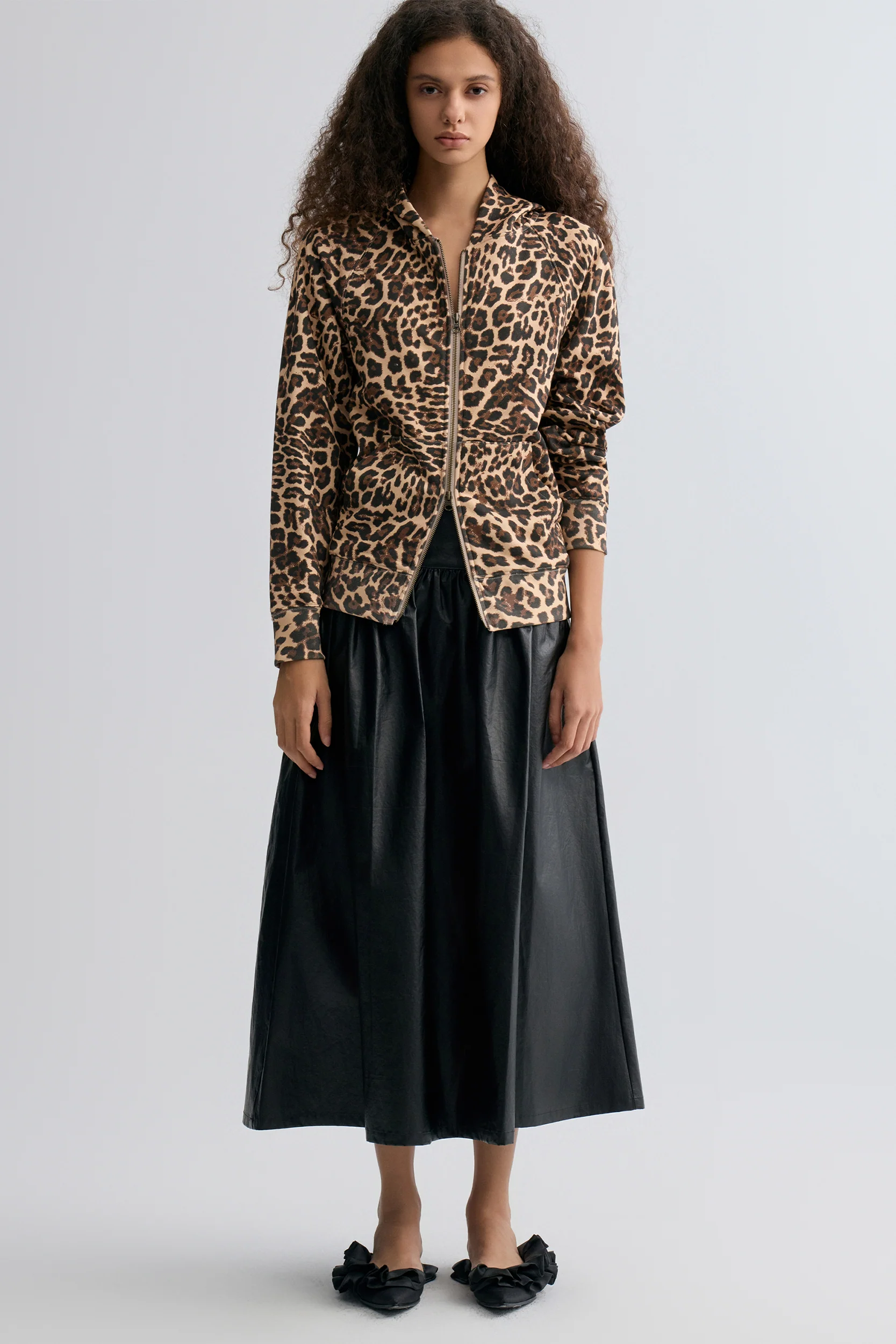Leopard-print Zipper Hoodie