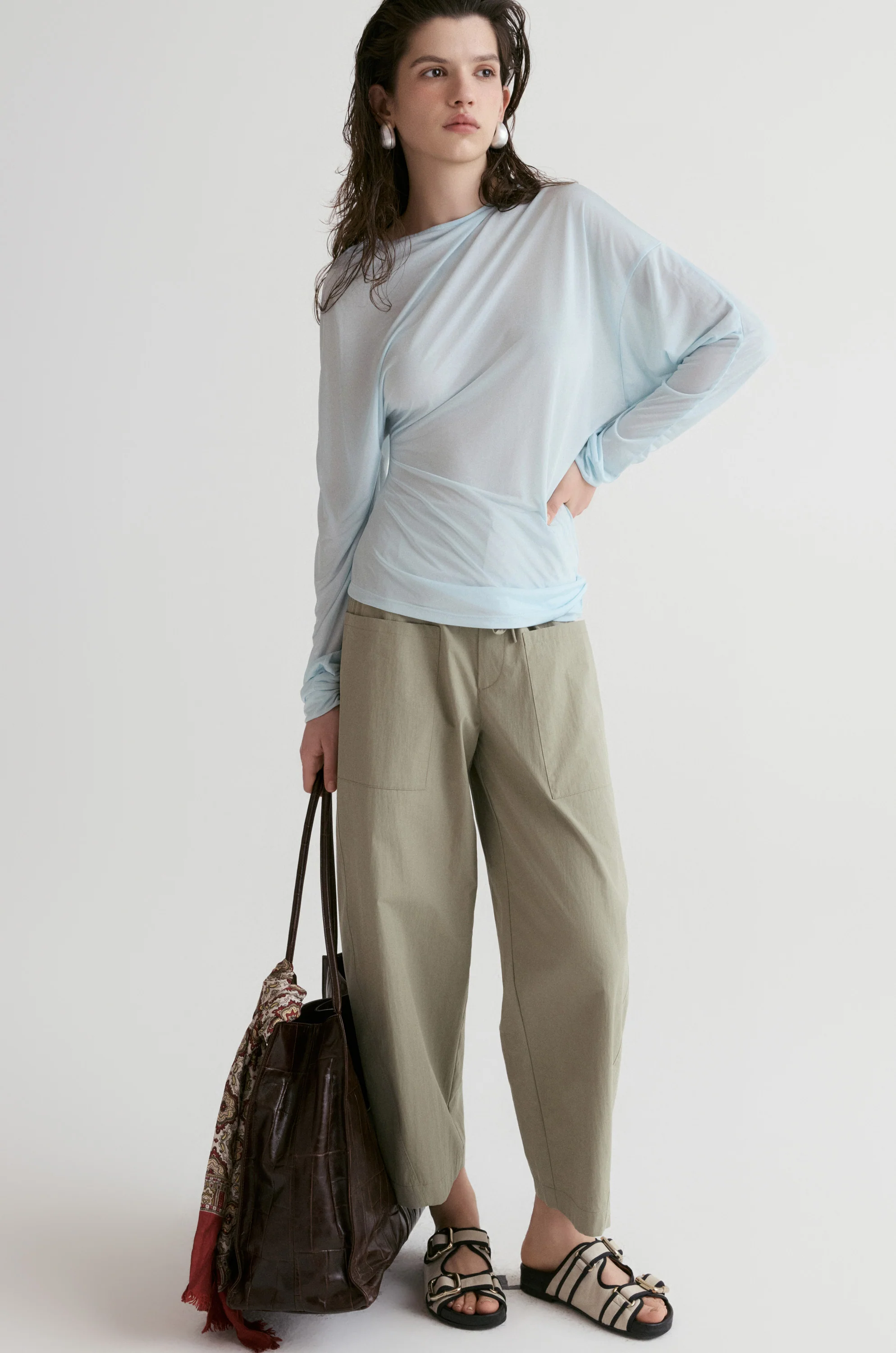 Luma Sheer Draped Top - Glacier Blue - Image 5