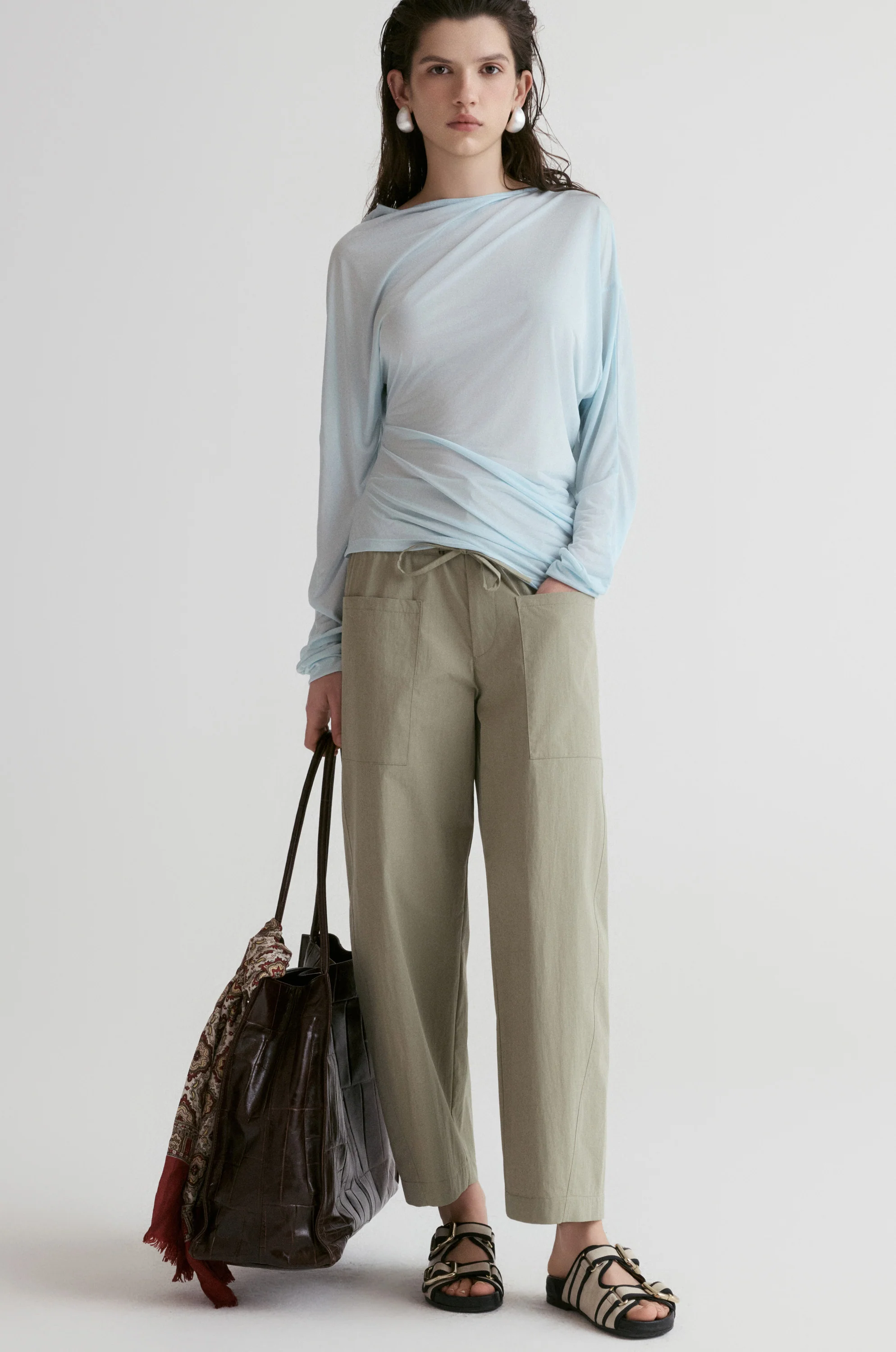 Luma Sheer Draped Top - Glacier Blue - Image 6