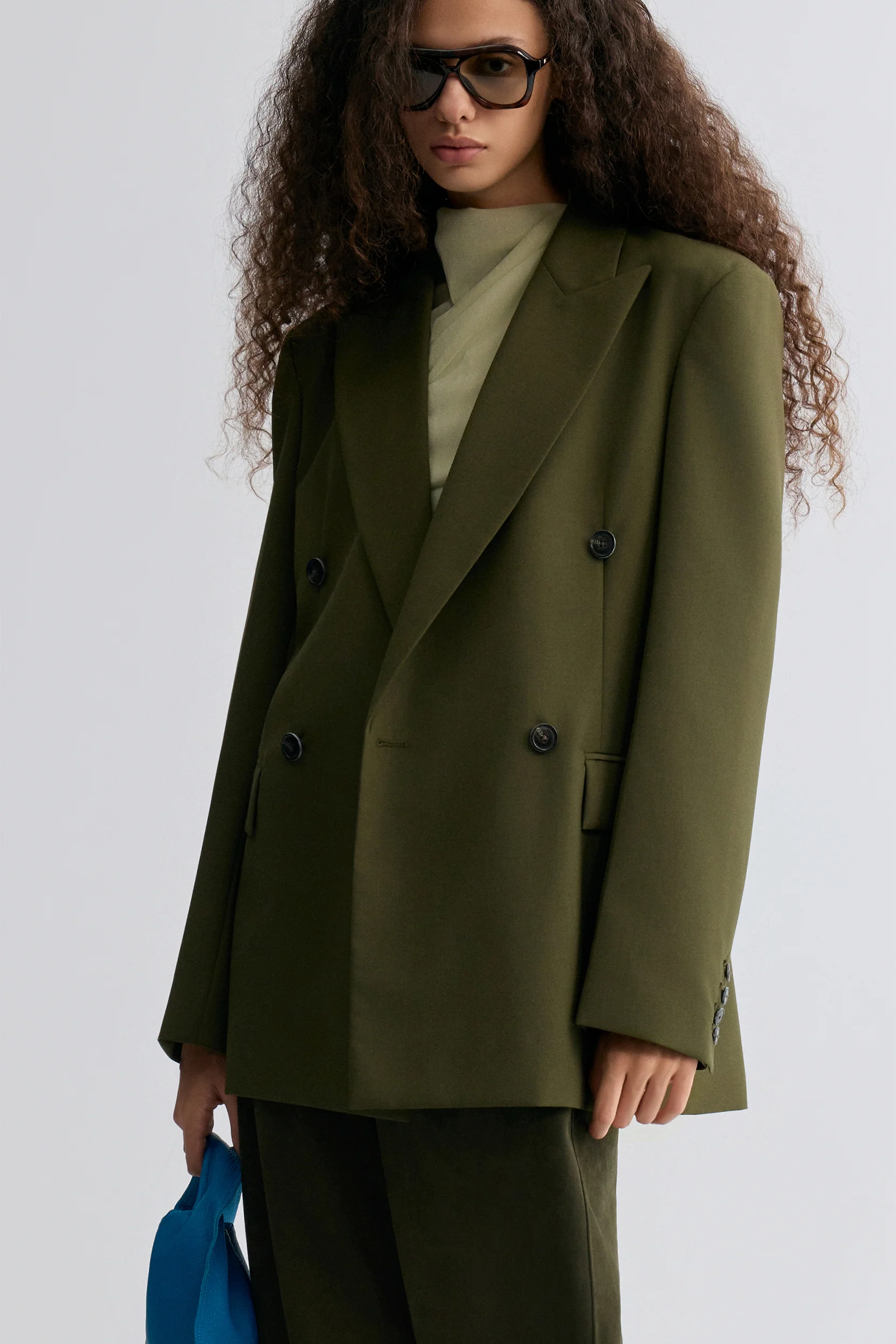 Marlene Double-Breasted Blazer Peat Moss