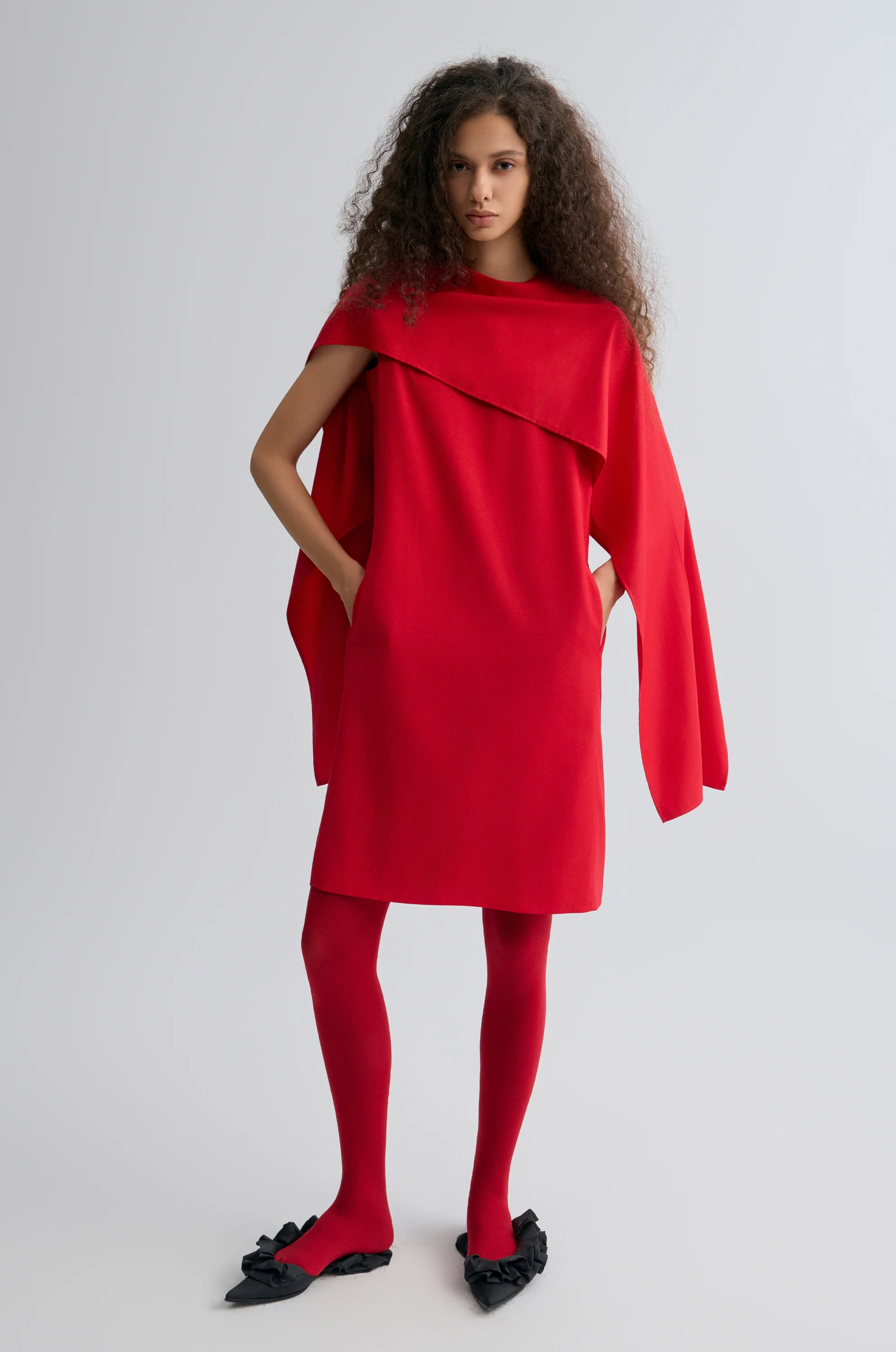 Opera Cape Dress Crimson - Image 7