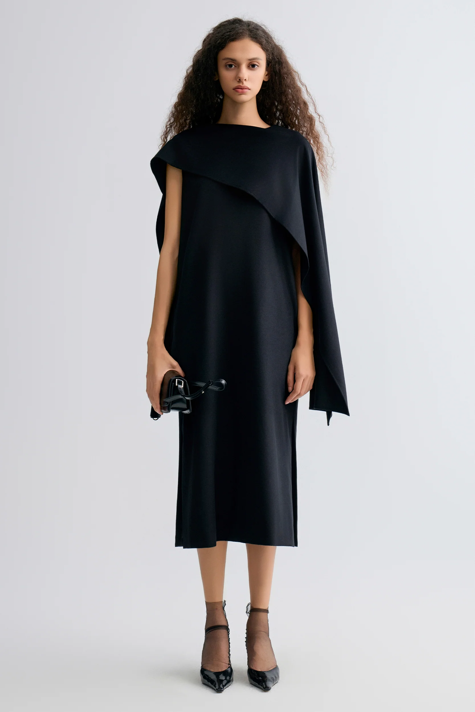 Opera Cape Maxi Dress Black