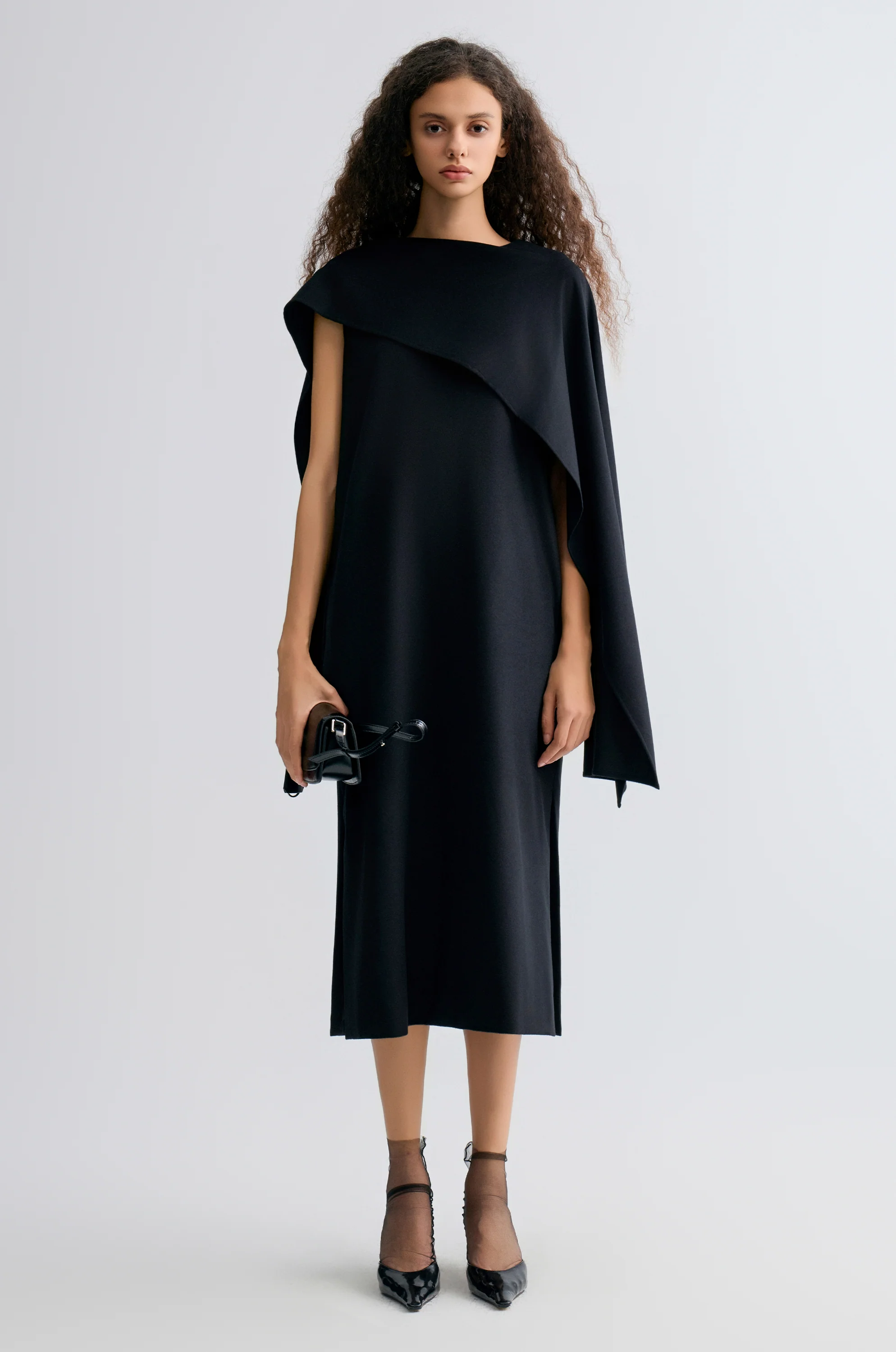 Opera Cape Maxi Dress Black - Image 3