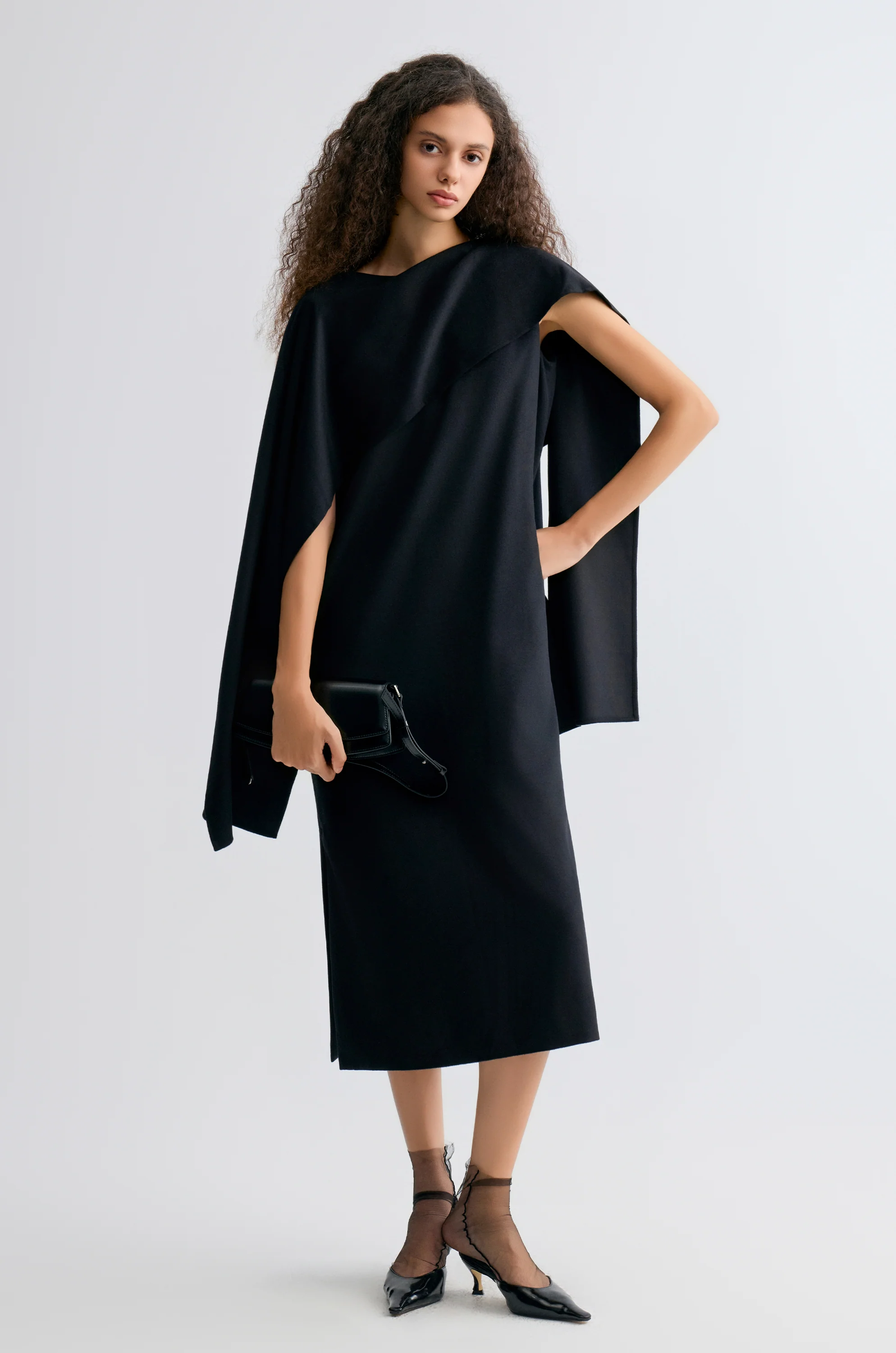 Opera Cape Maxi Dress Black - Image 7