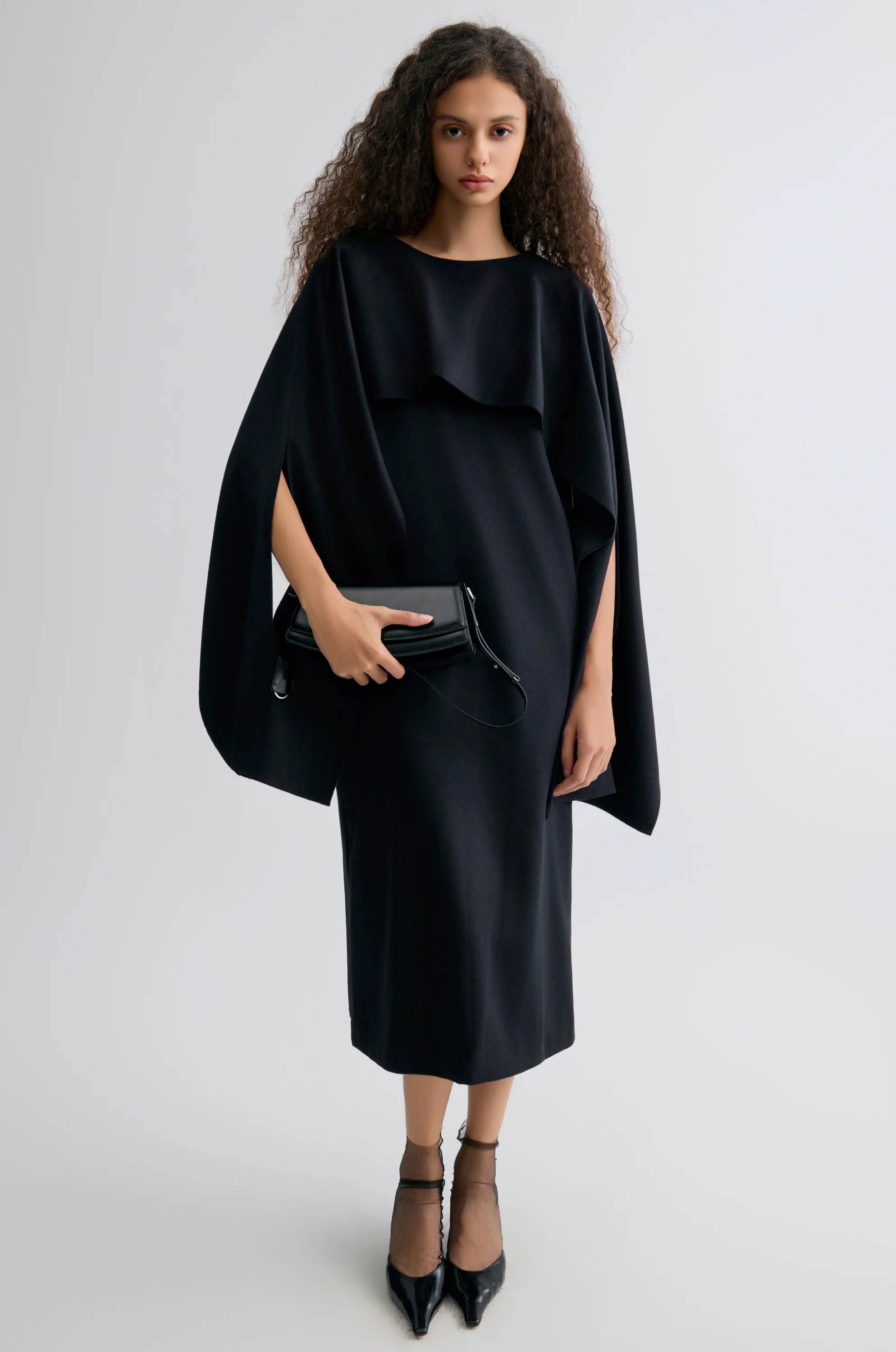 Opera Cape Maxi Dress Black - Image 8