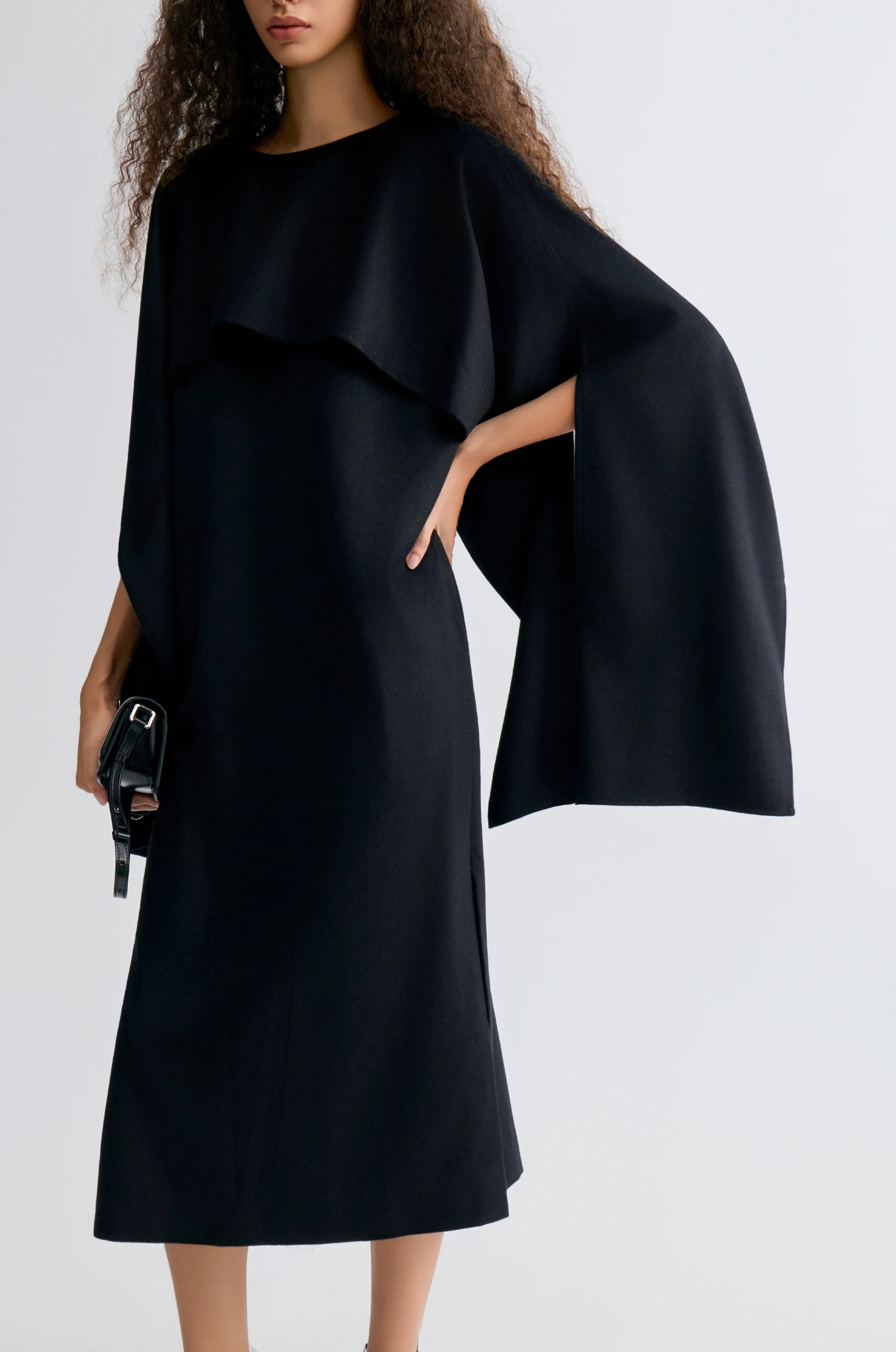 Opera Cape Maxi Dress Black - Image 9