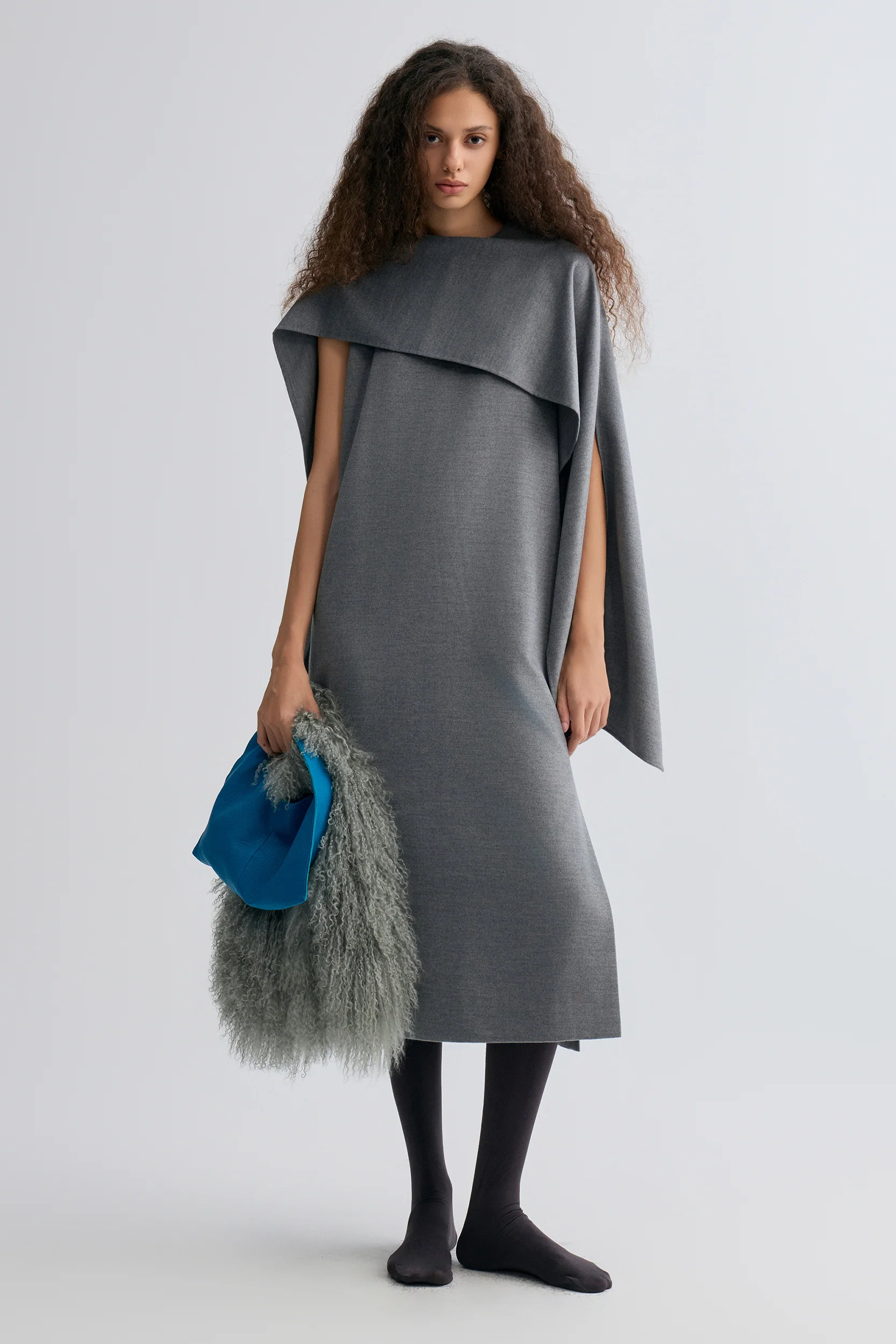 Opera Cape Maxi Dress Grey Melange