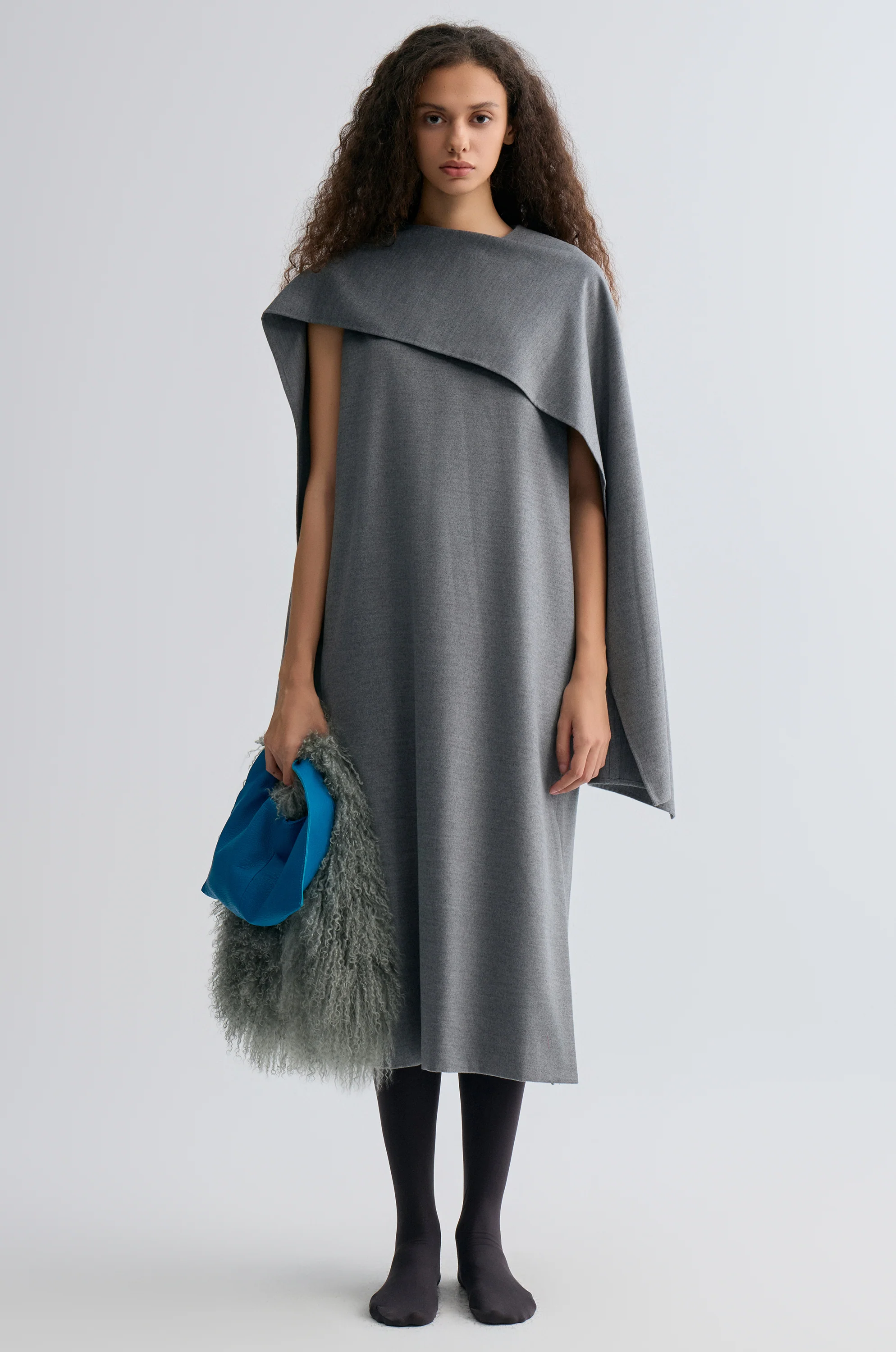 Opera Cape Maxi Dress Grey Melange - Image 3