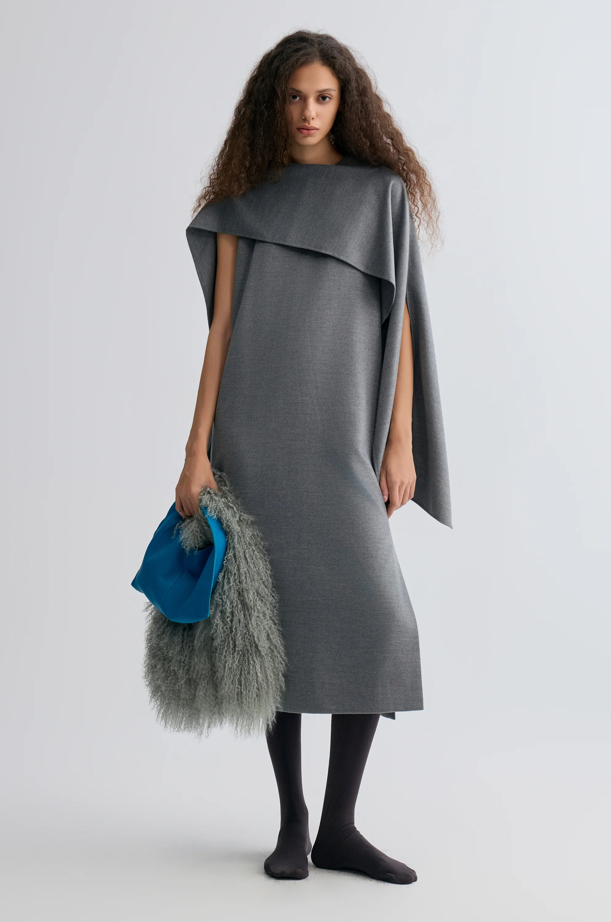 Opera Cape Maxi Dress Grey Melange - Image 6