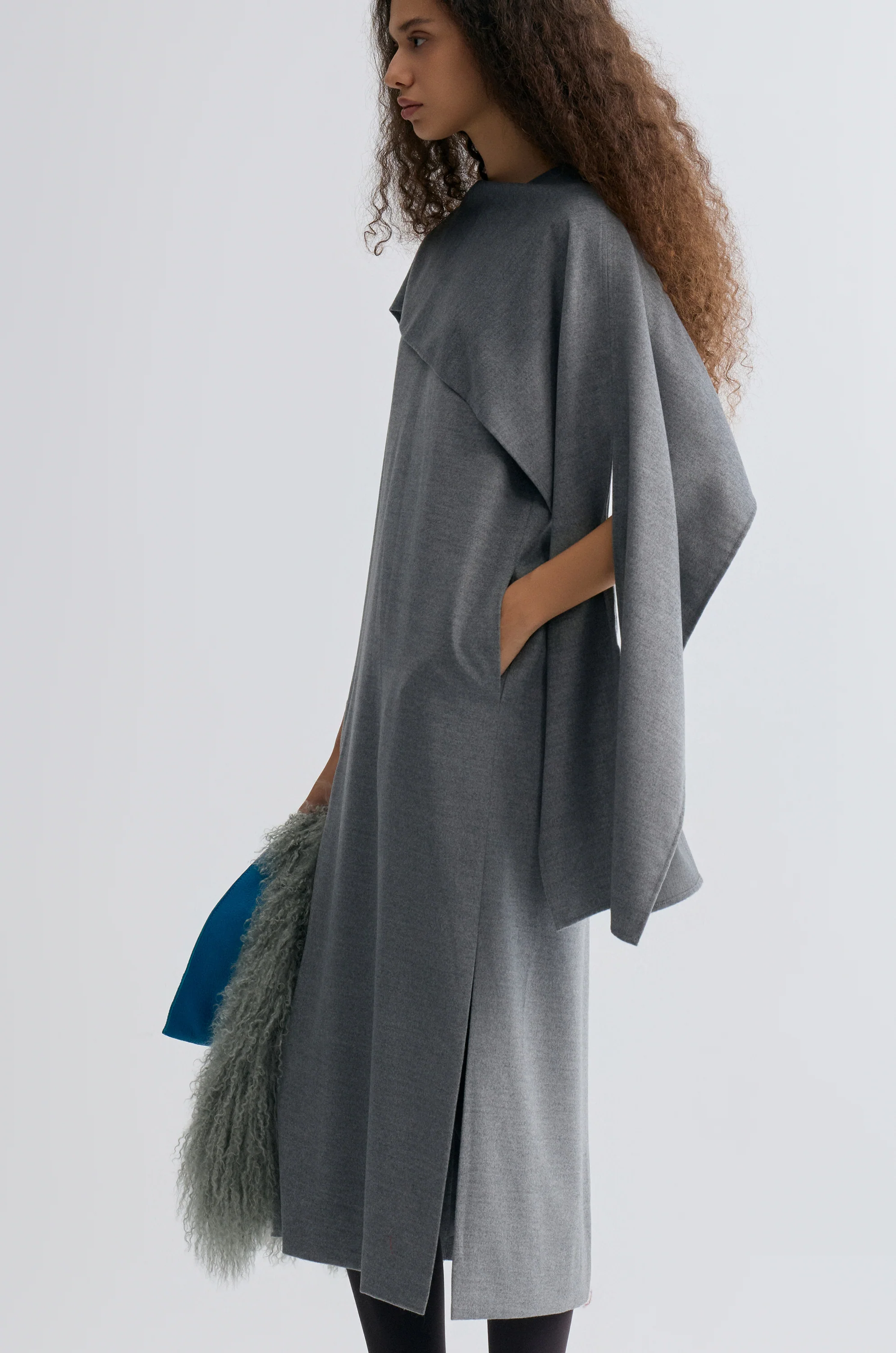 Opera Cape Maxi Dress Grey Melange - Image 7