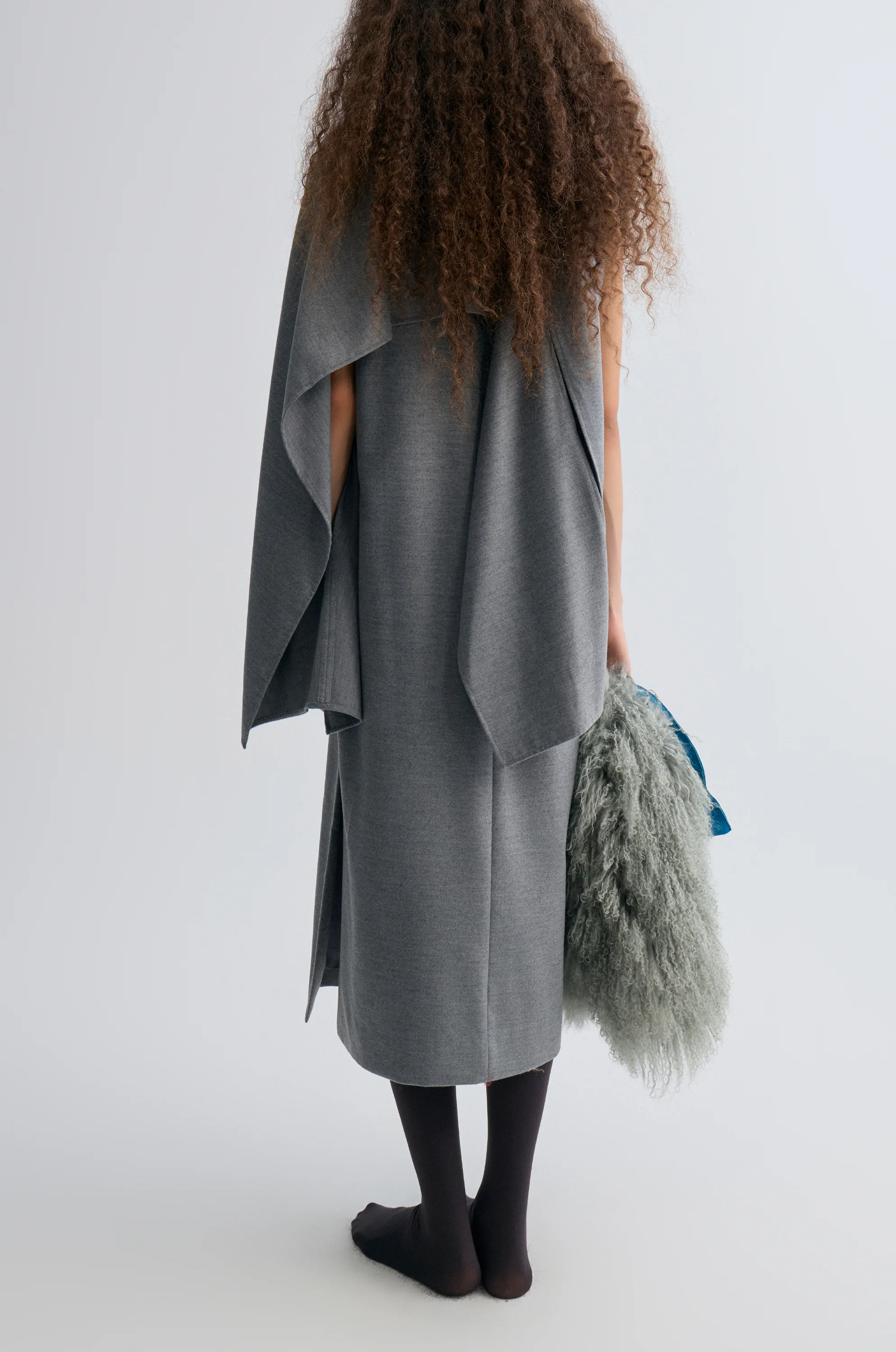 Opera Cape Maxi Dress Grey Melange - Image 8