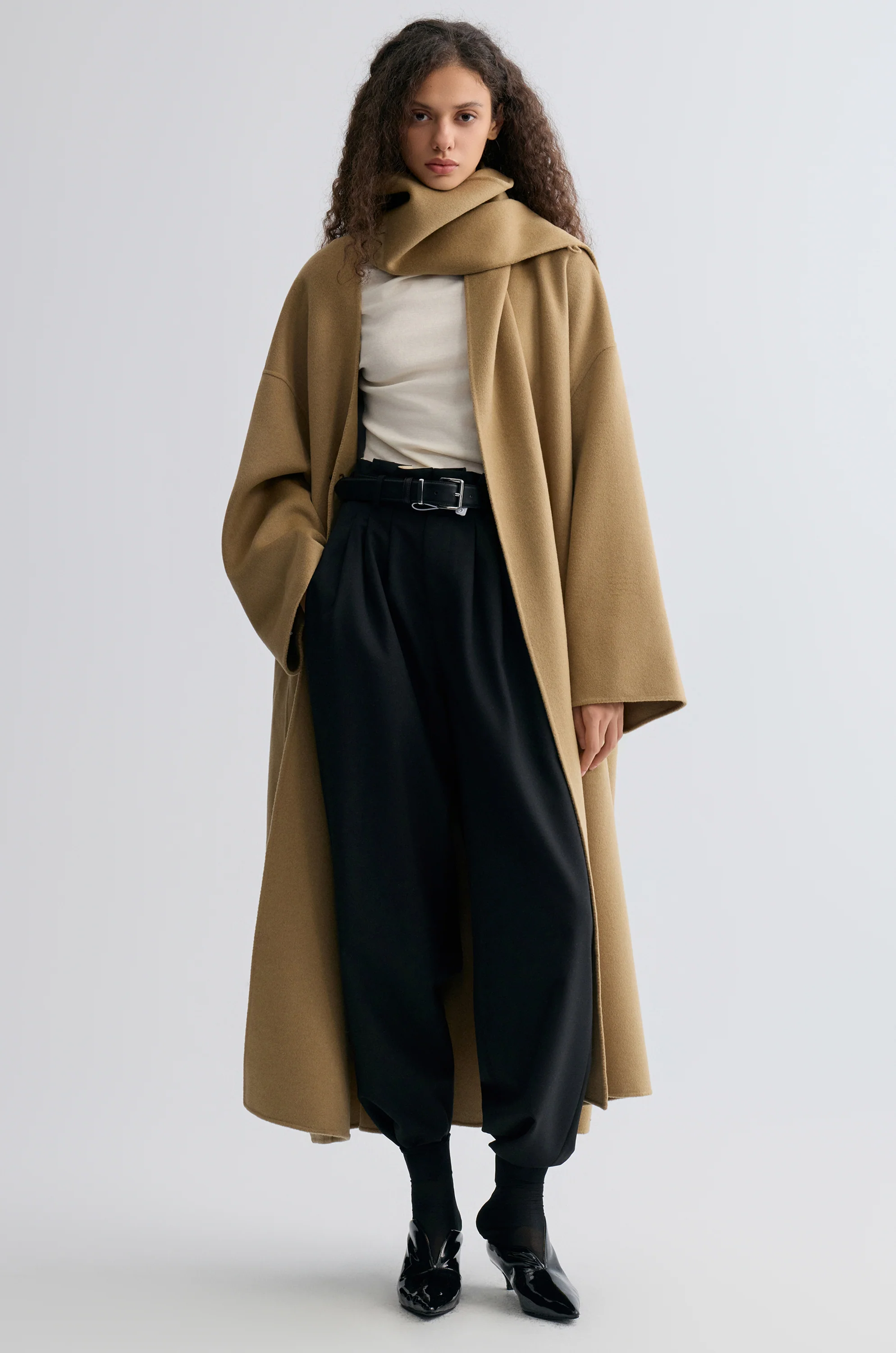 Oversized Double-faced Scarf Coat Hazel - Image 10